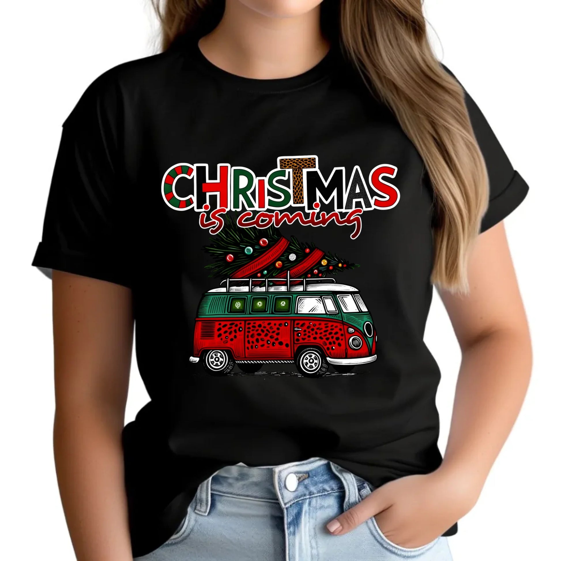 Koszulka damska świąteczna - Kamper Christmas is coming BN42 - StoryCups.pl