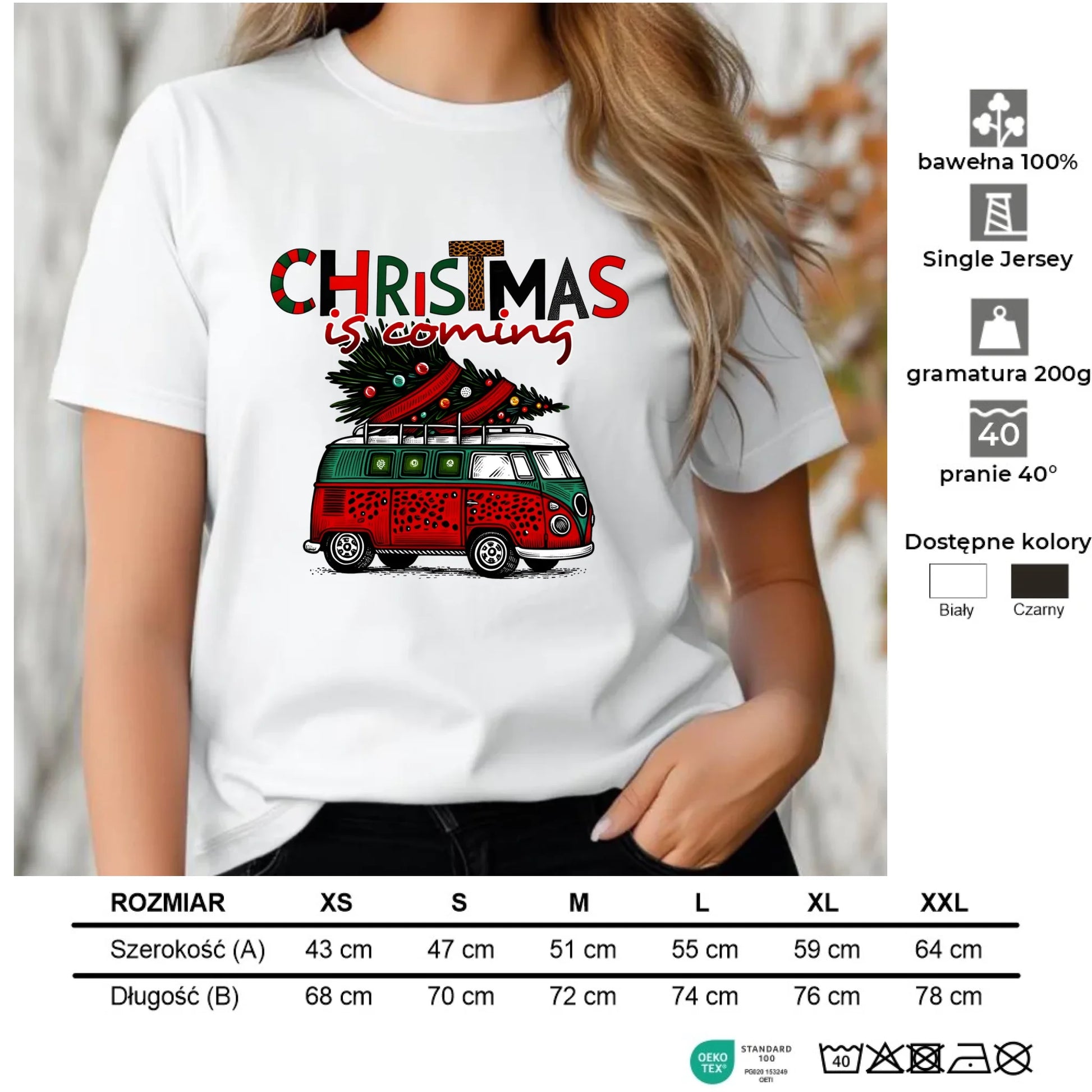 Koszulka damska świąteczna - Kamper Christmas is coming BN42 - StoryCups.pl