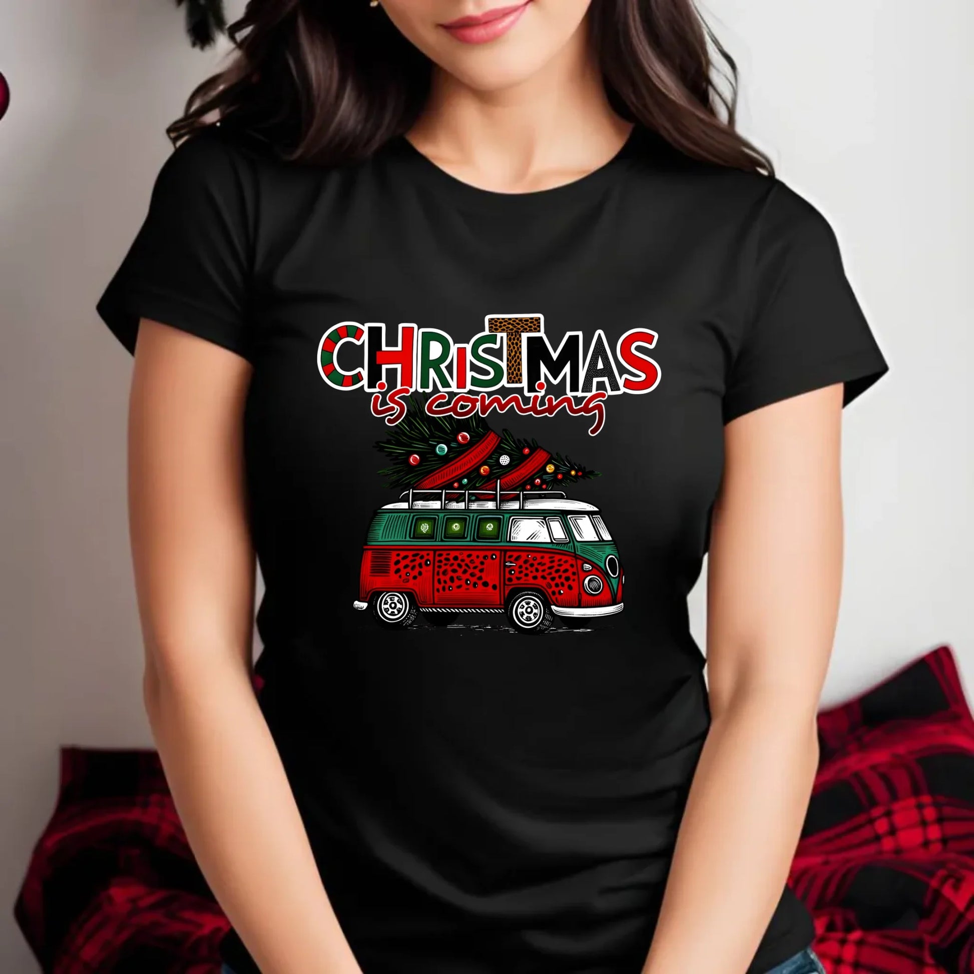 Koszulka damska świąteczna - Kamper Christmas is coming BN42 - StoryCups.pl