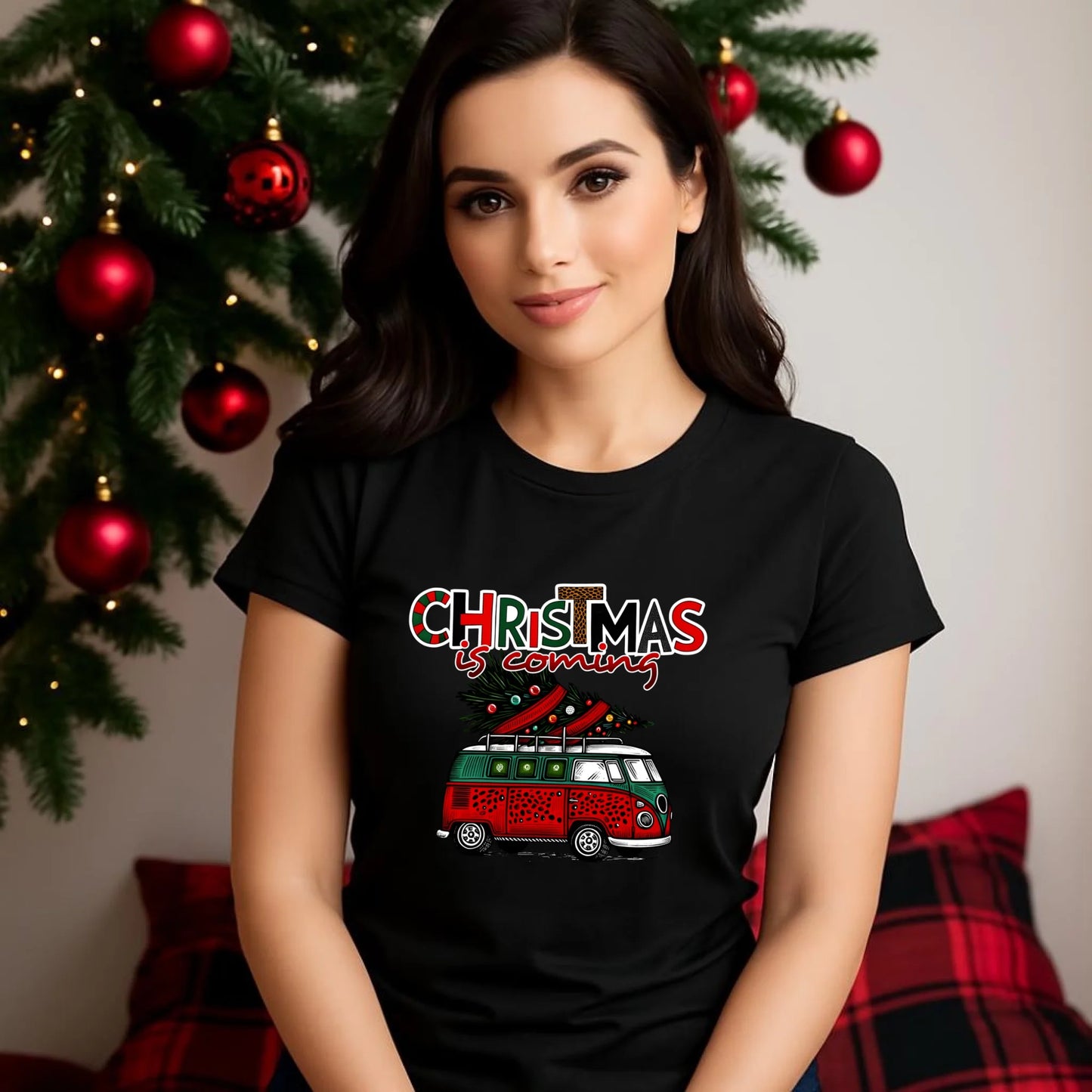 Koszulka damska świąteczna - Kamper Christmas is coming BN42 - StoryCups.pl