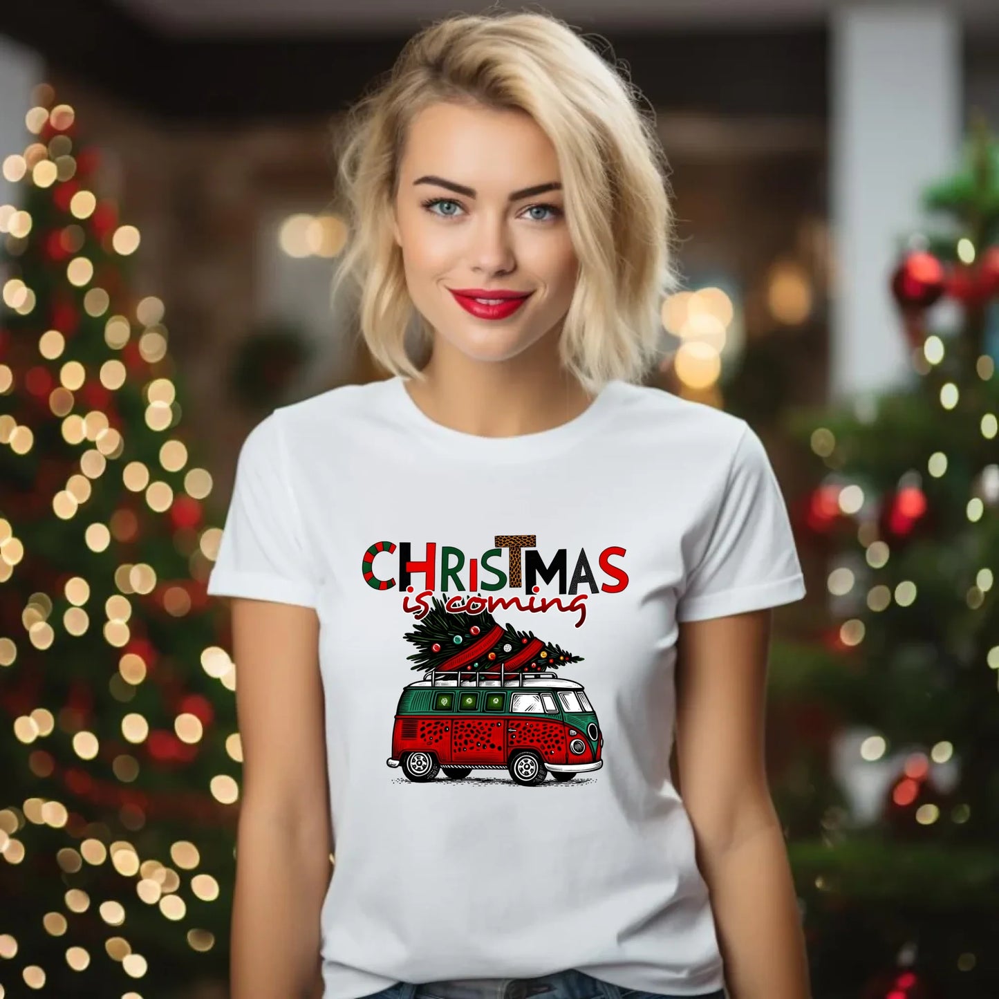 Koszulka damska świąteczna - Kamper Christmas is coming BN42 - StoryCups.pl