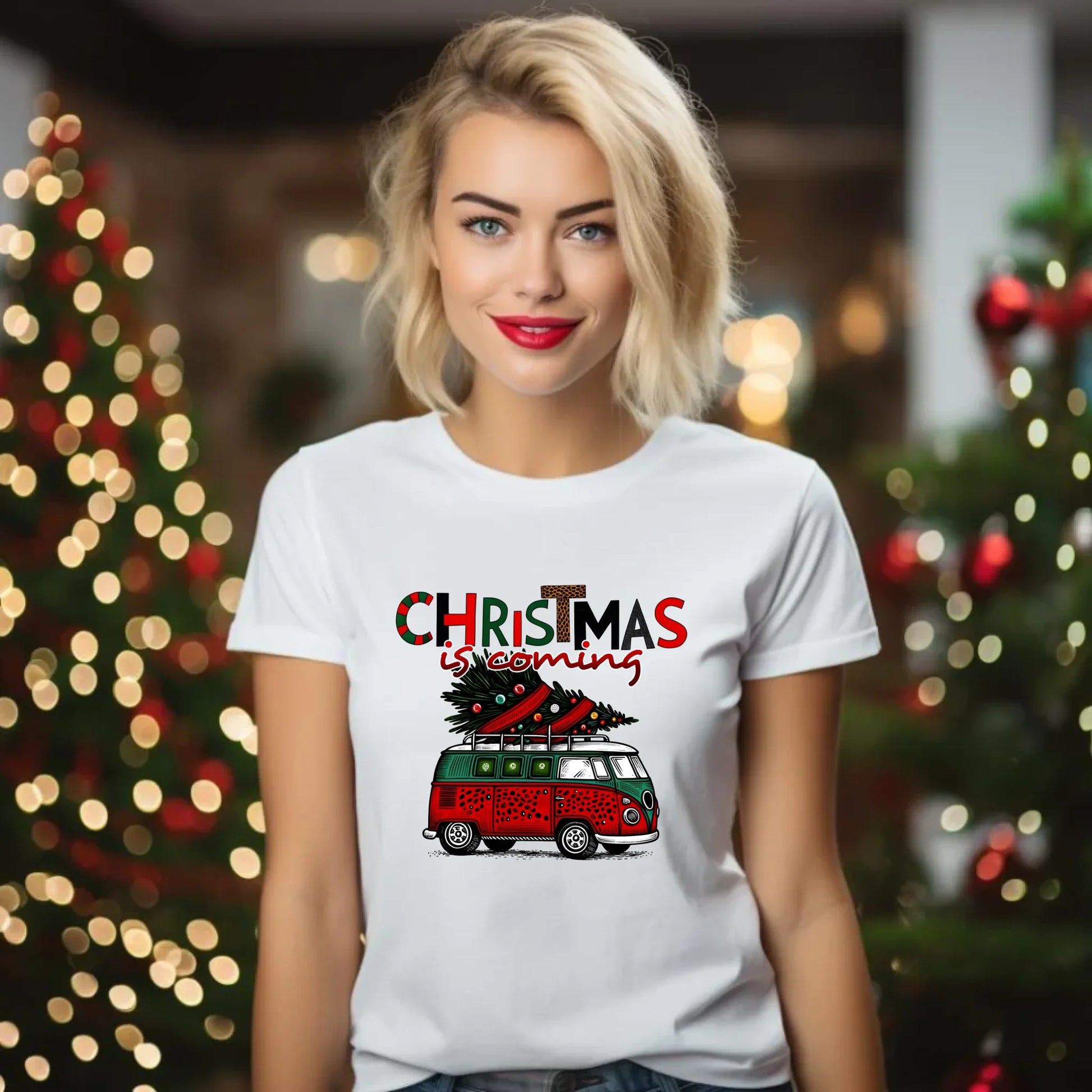 Koszulka damska świąteczna - Kamper Christmas is coming BN42 - StoryCups.pl