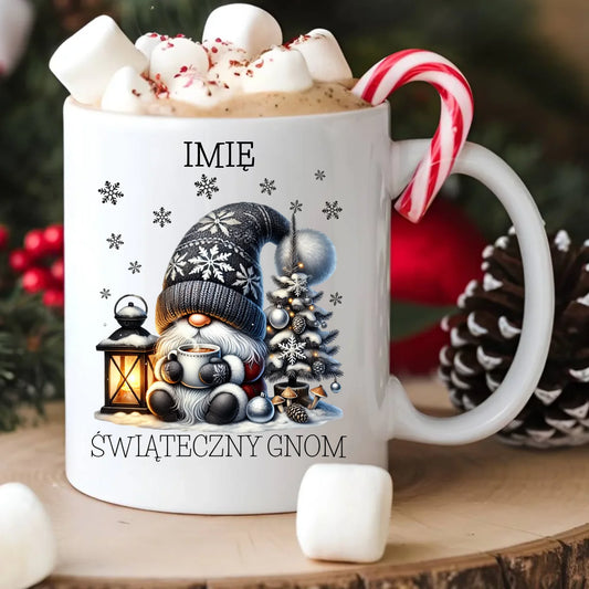 Kubek świąteczny - Gnom z czekoladą - personalizowany BN41 - StoryCups.pl