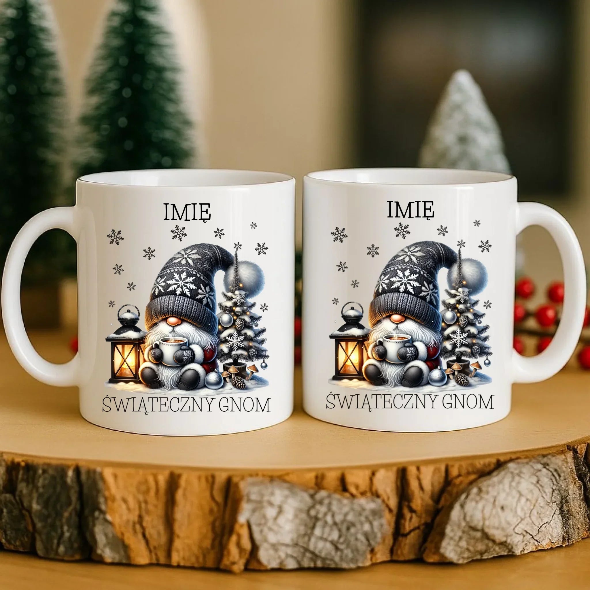 Kubek świąteczny - Gnom z czekoladą - personalizowany BN41 - StoryCups.pl