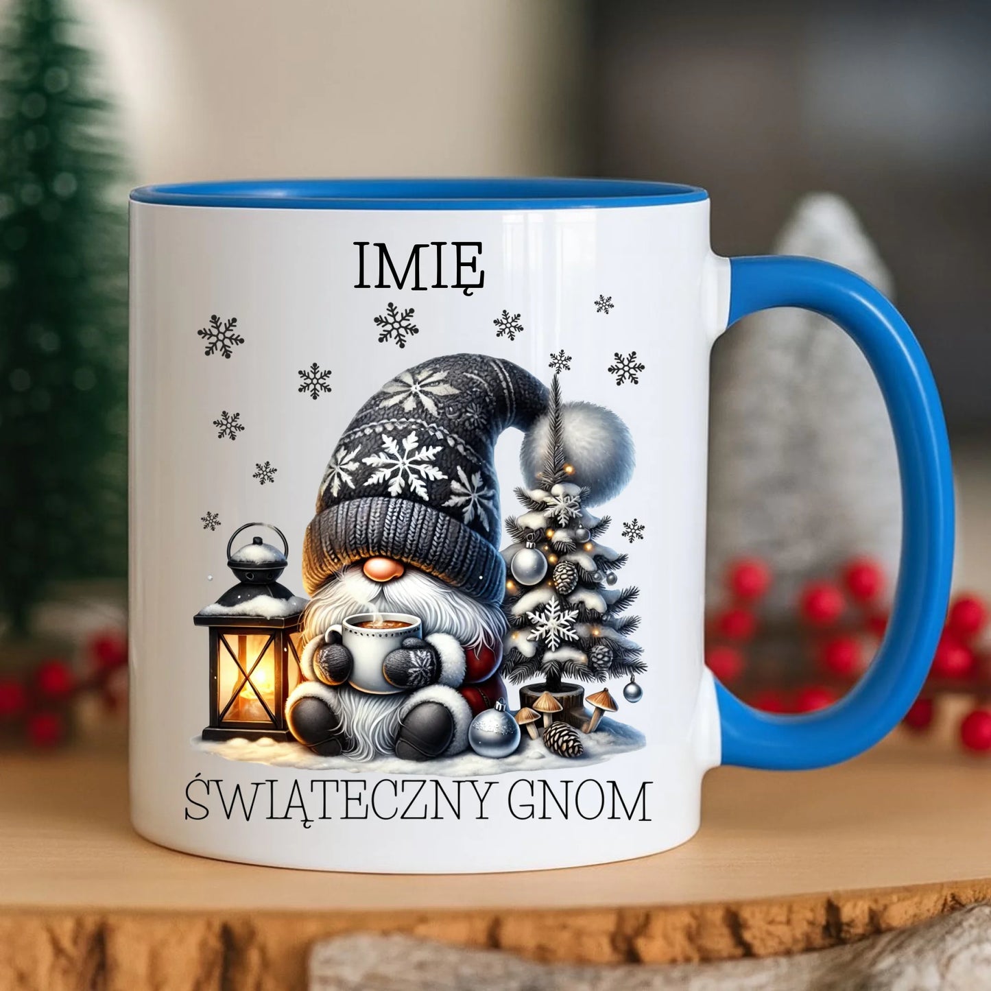 Kubek świąteczny - Gnom z czekoladą - personalizowany BN41 - StoryCups.pl