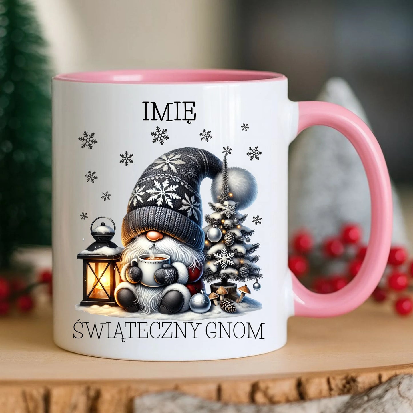 Kubek świąteczny - Gnom z czekoladą - personalizowany BN41 - StoryCups.pl
