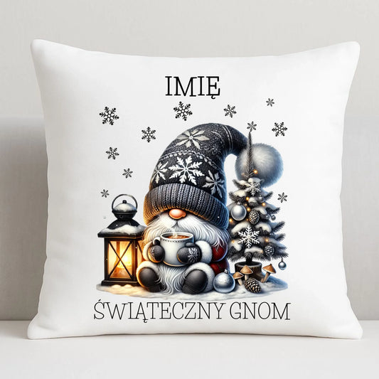 Poduszka świąteczna - Gnom z czekoladą - personalizowana BN41 - StoryCups.pl