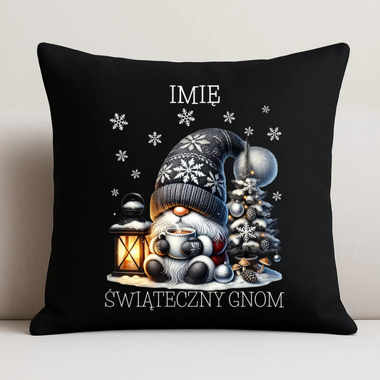 Poduszka dekoracyjna świąteczna - Gnom z czekoladą - personalizowana BN41 - StoryCups.pl