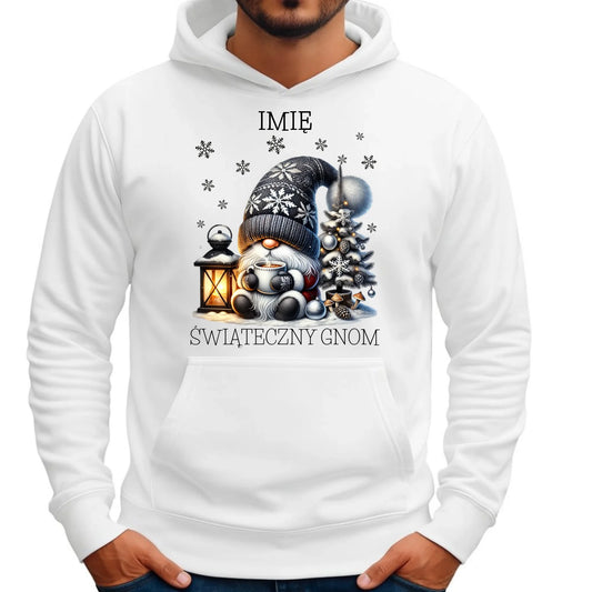 Bluza męska z kapturem świąteczna - Gnom z czekoladą - personalizowana BN41 - StoryCups.pl