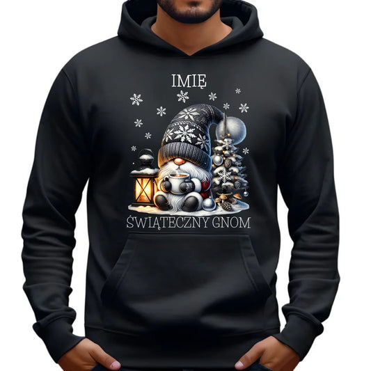 Bluza męska z kapturem świąteczna - Gnom z czekoladą - personalizowana BN41 - StoryCups.pl