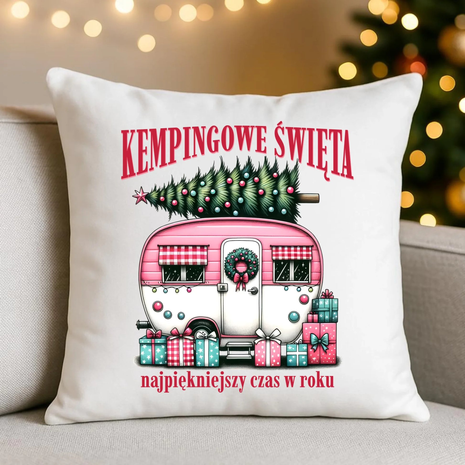 Poduszka świąteczna - Kamper Kempingowe Święta BN40 - StoryCups.pl