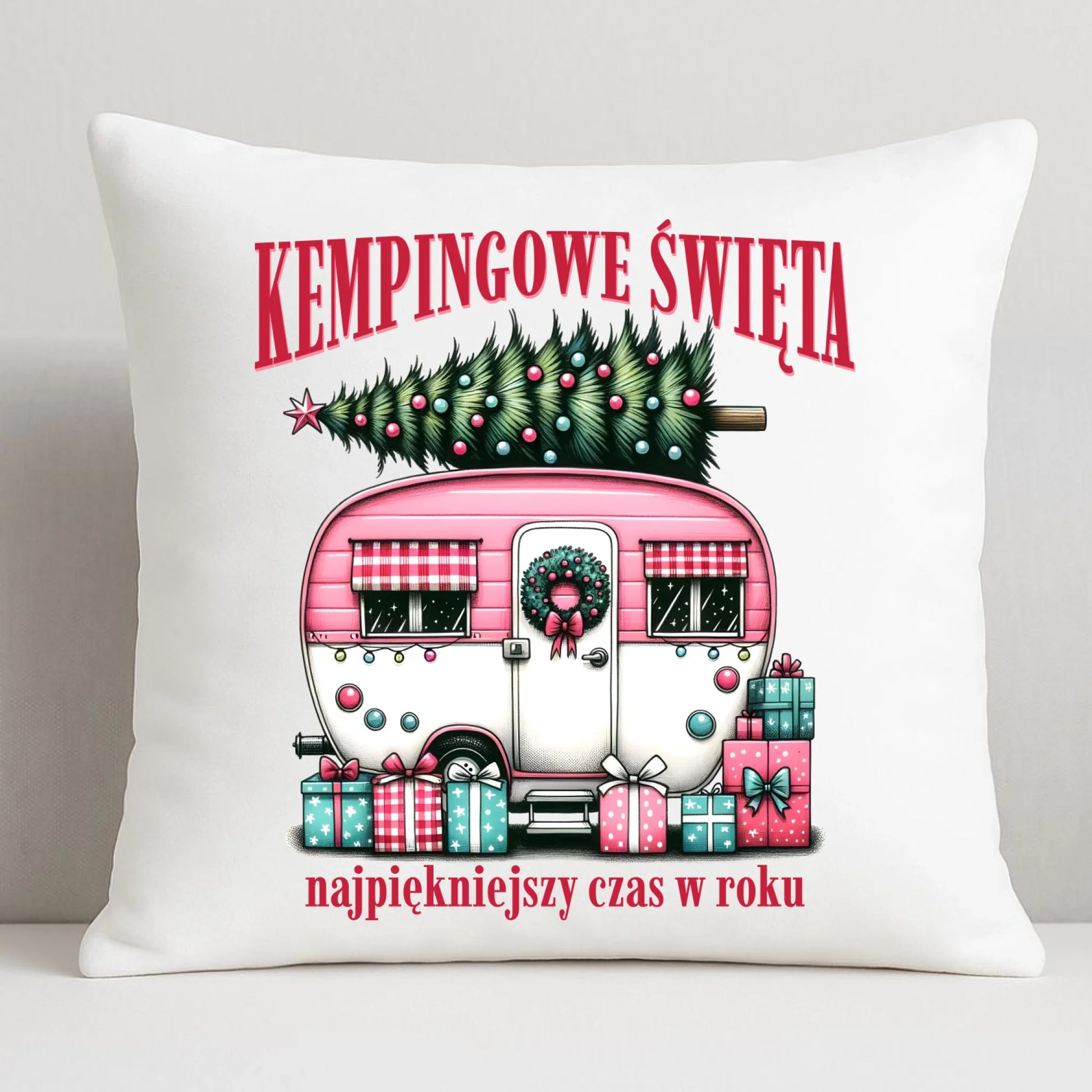 Poduszka świąteczna - Kamper Kempingowe Święta BN40 - StoryCups.pl