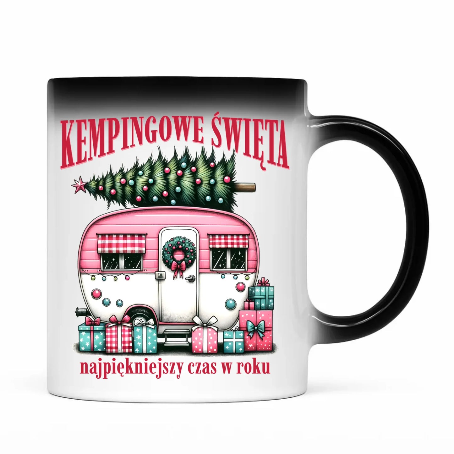 Kubek magiczny świąteczny - Kamper Kempingowe Święta BN40 - StoryCups.pl