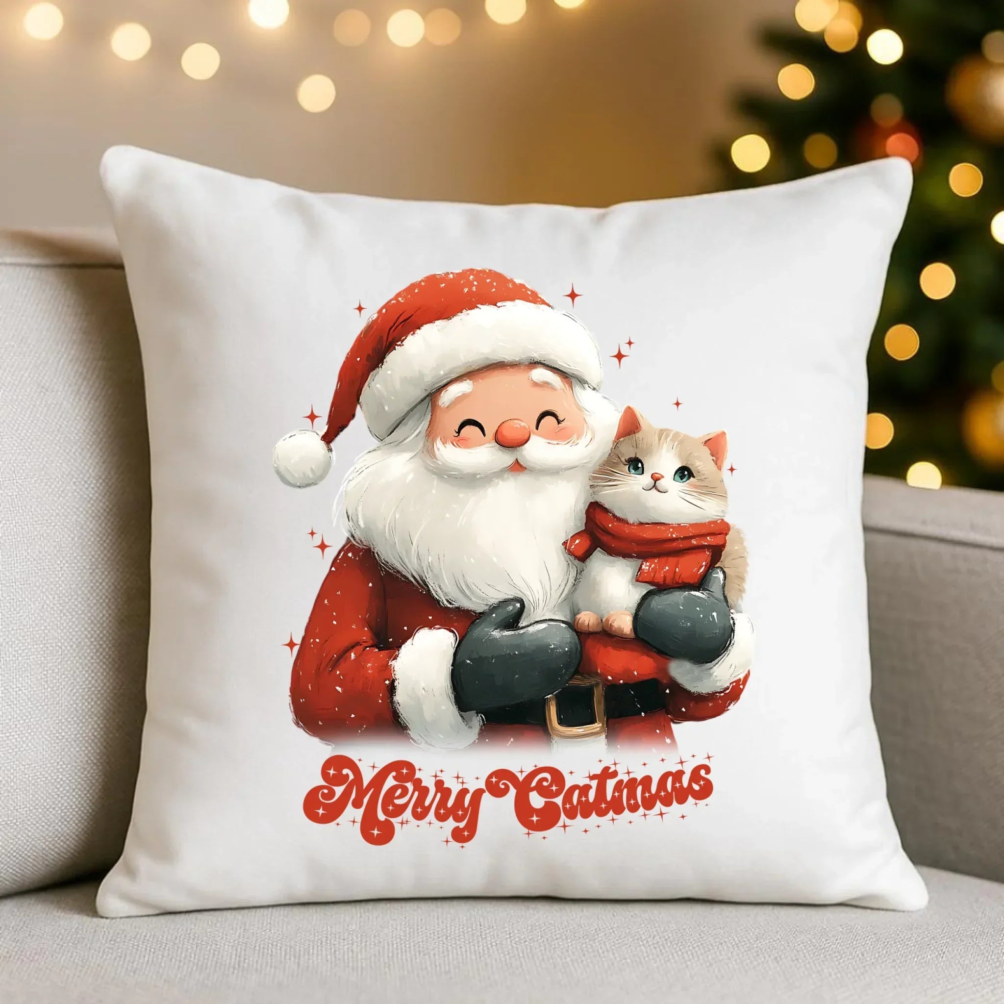 Poduszka świąteczna - prezent dla kociary - Merry Catmas BN38 - StoryCups.pl