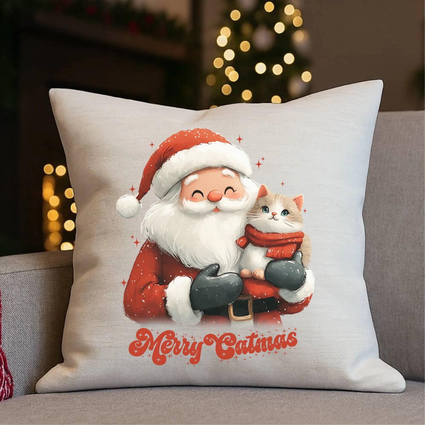 Poduszka świąteczna - prezent dla kociary - Merry Catmas BN38 - StoryCups.pl