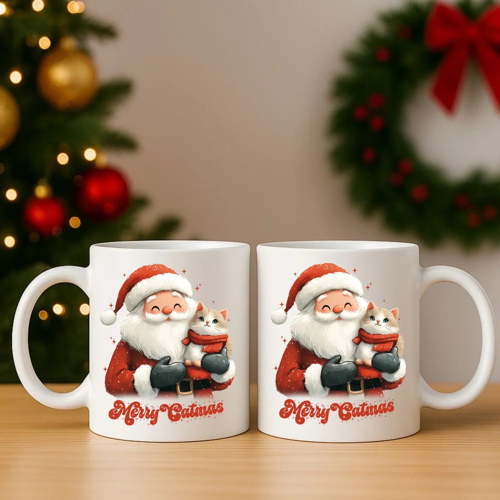 Zestaw poduszka i kubek świąteczny - prezent dla kociary - Merry Catmas BN38 - StoryCups.pl
