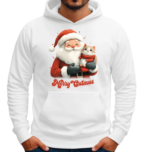 Bluza męska z kapturem świąteczna - Z kotem Merry Catmas BN38 - StoryCups.pl