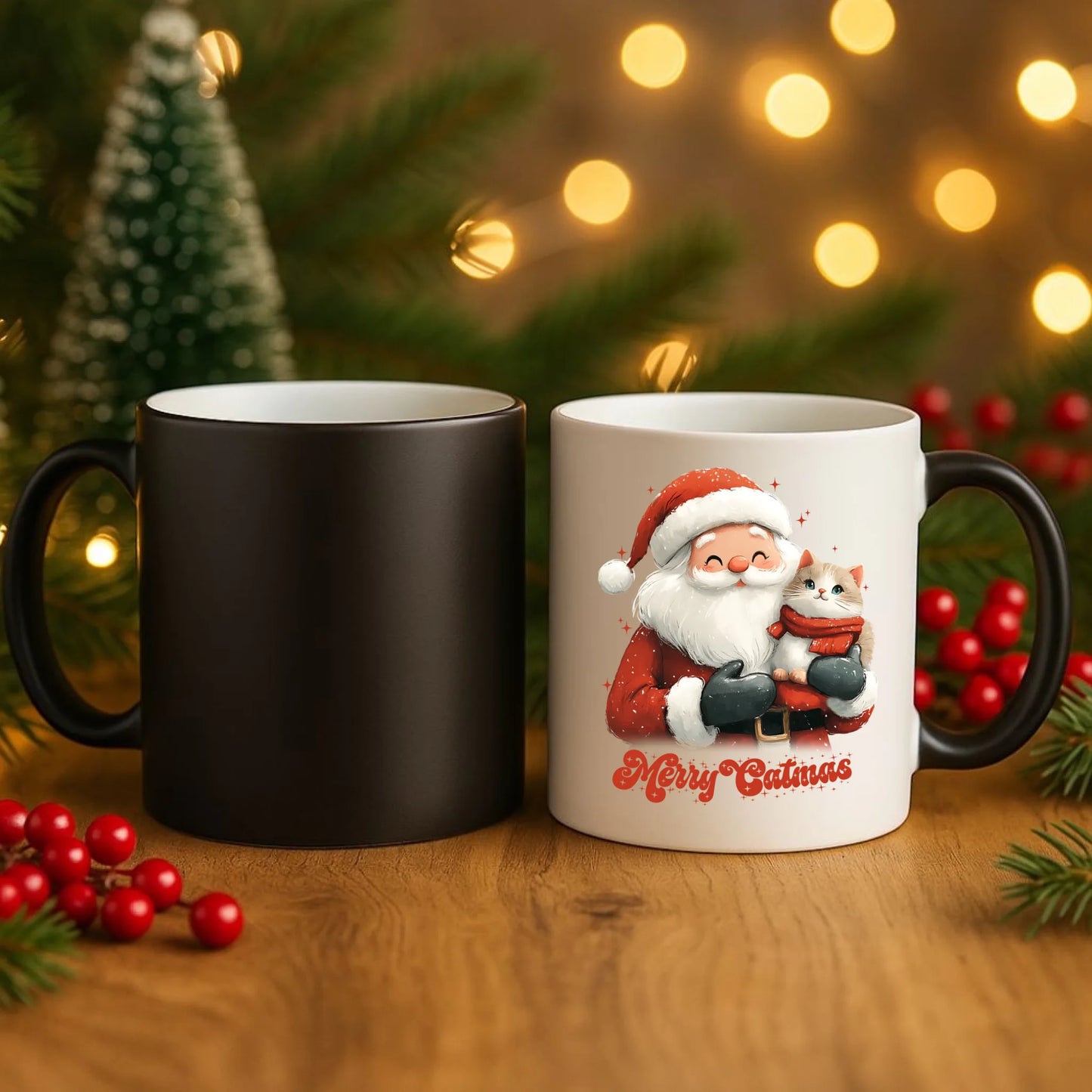 Kubek magiczny świąteczny - prezent dla kociary - Merry Catmas BN38 - StoryCups.pl