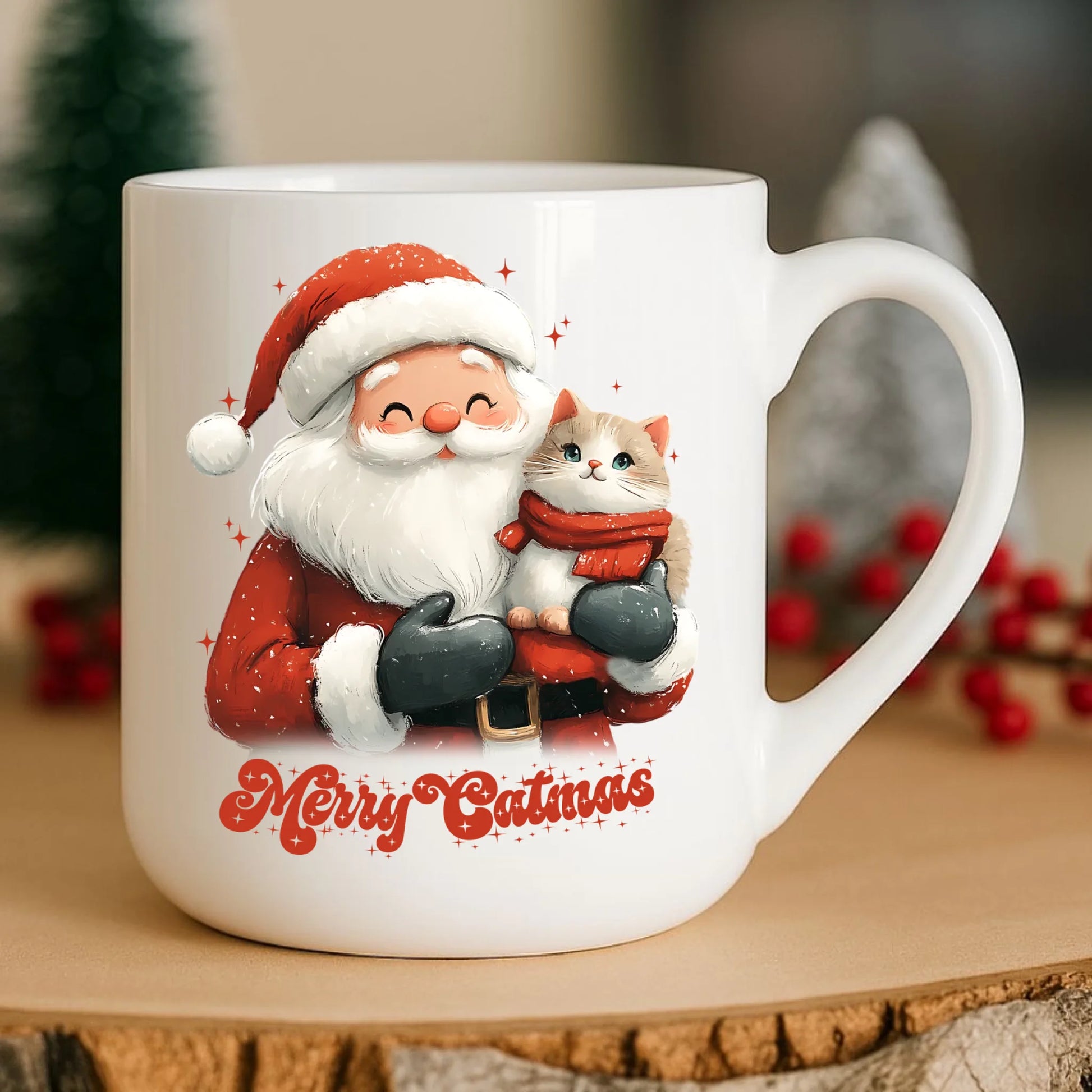 Kubek elegant świąteczny - prezent dla kociary - Merry Catmas BN38 - StoryCups.pl