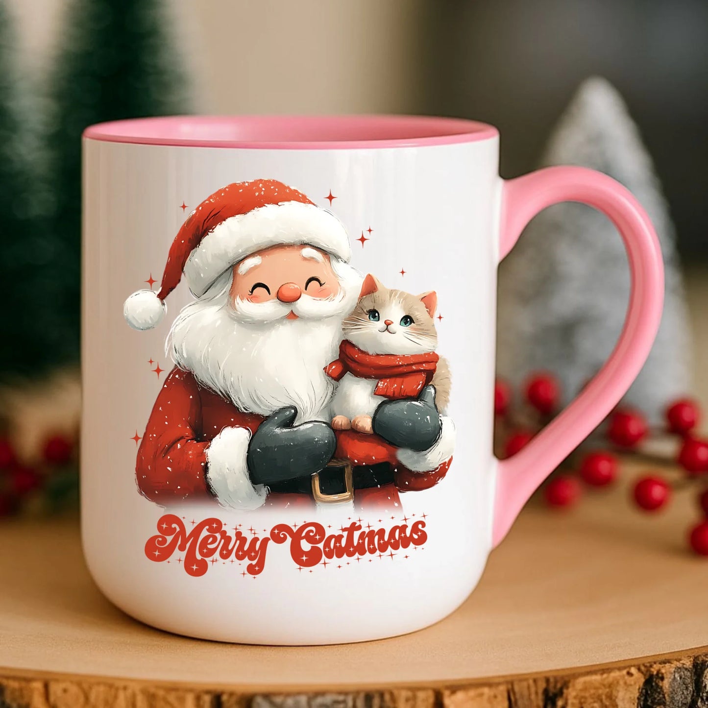 Kubek elegant świąteczny - prezent dla kociary - Merry Catmas BN38 - StoryCups.pl