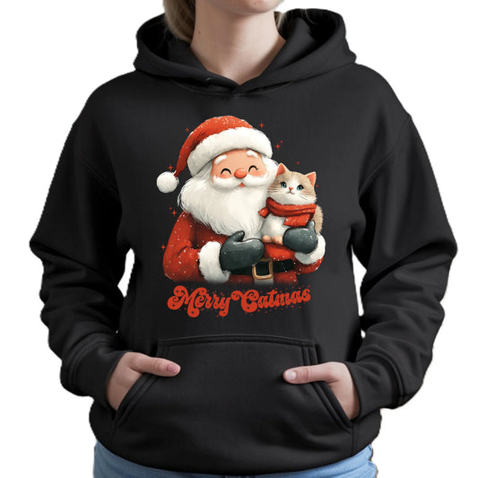 Bluza damska z kapturem świąteczna - prezent dla kociary - Merry Catmas BN38 - StoryCups.pl
