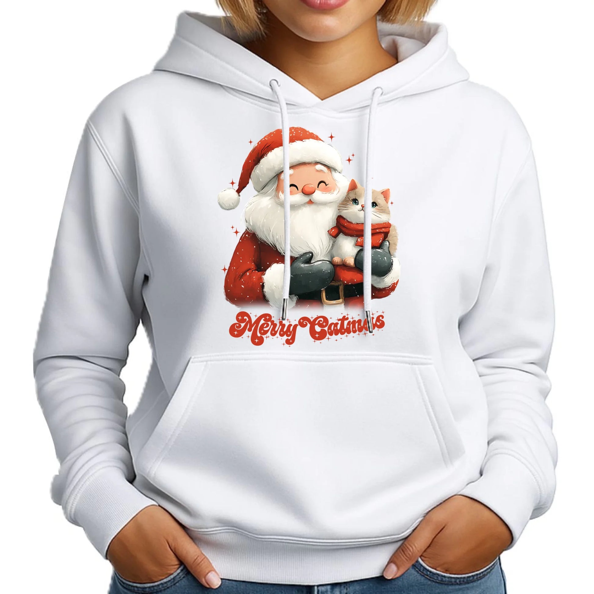 Bluza damska z kapturem świąteczna - prezent dla kociary - Merry Catmas BN38 - StoryCups.pl