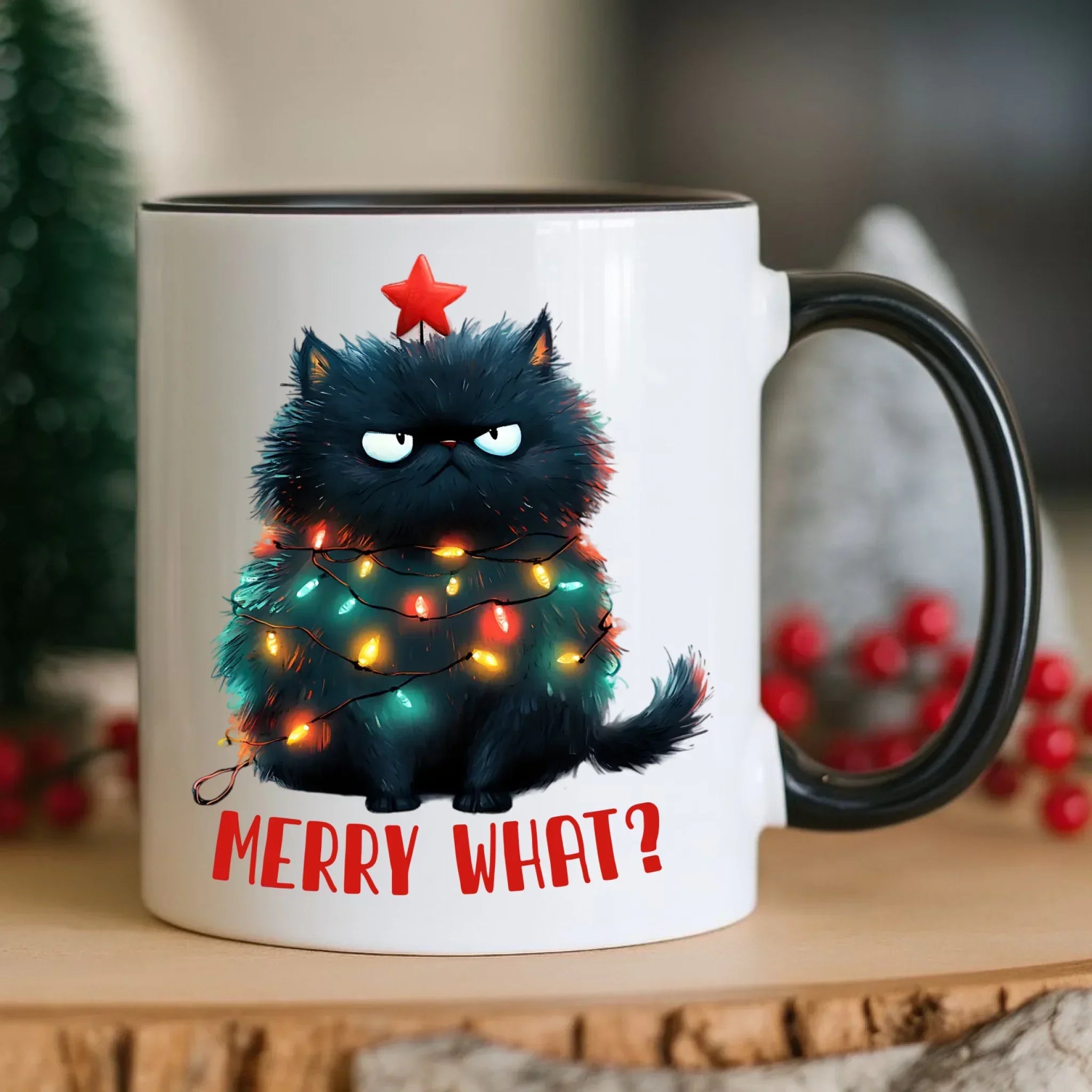 Kubek świąteczny - Grumpy Cat Merry what? BN37 - StoryCups.pl