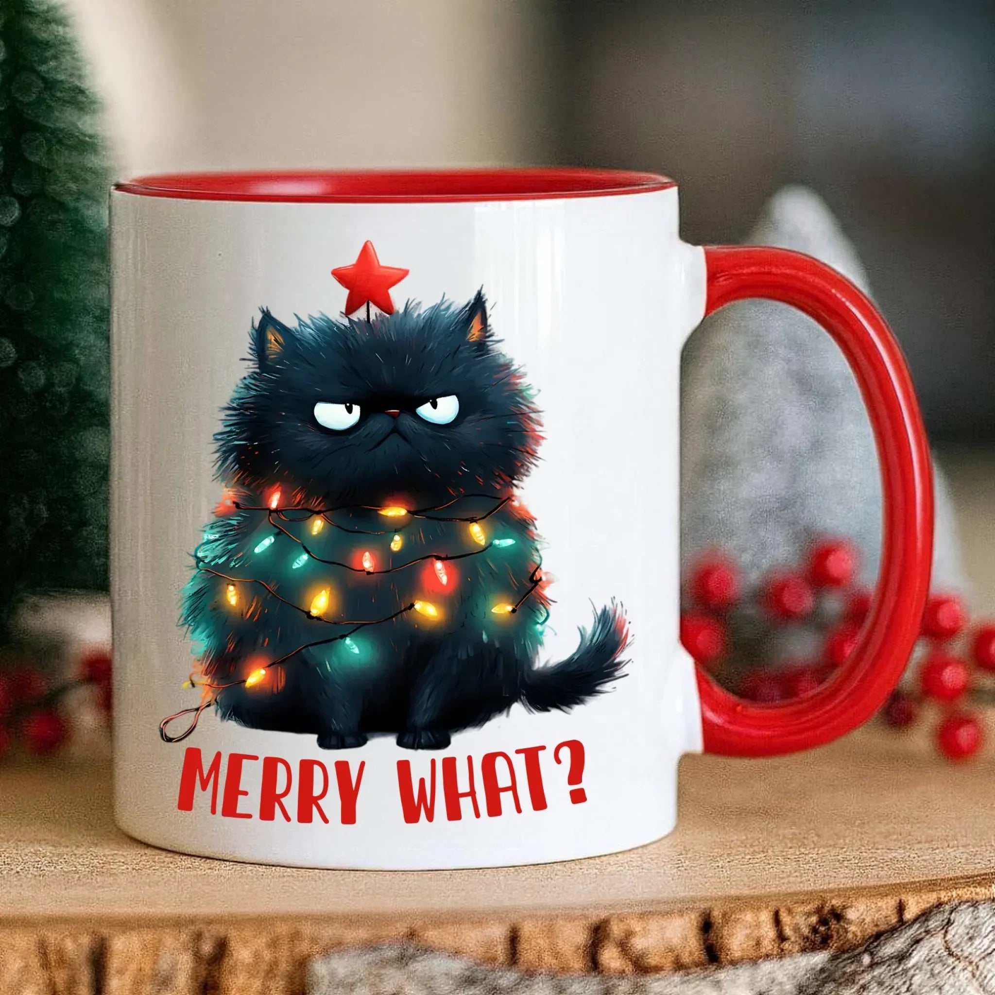 Kubek świąteczny - Grumpy Cat Merry what? BN37 - StoryCups.pl