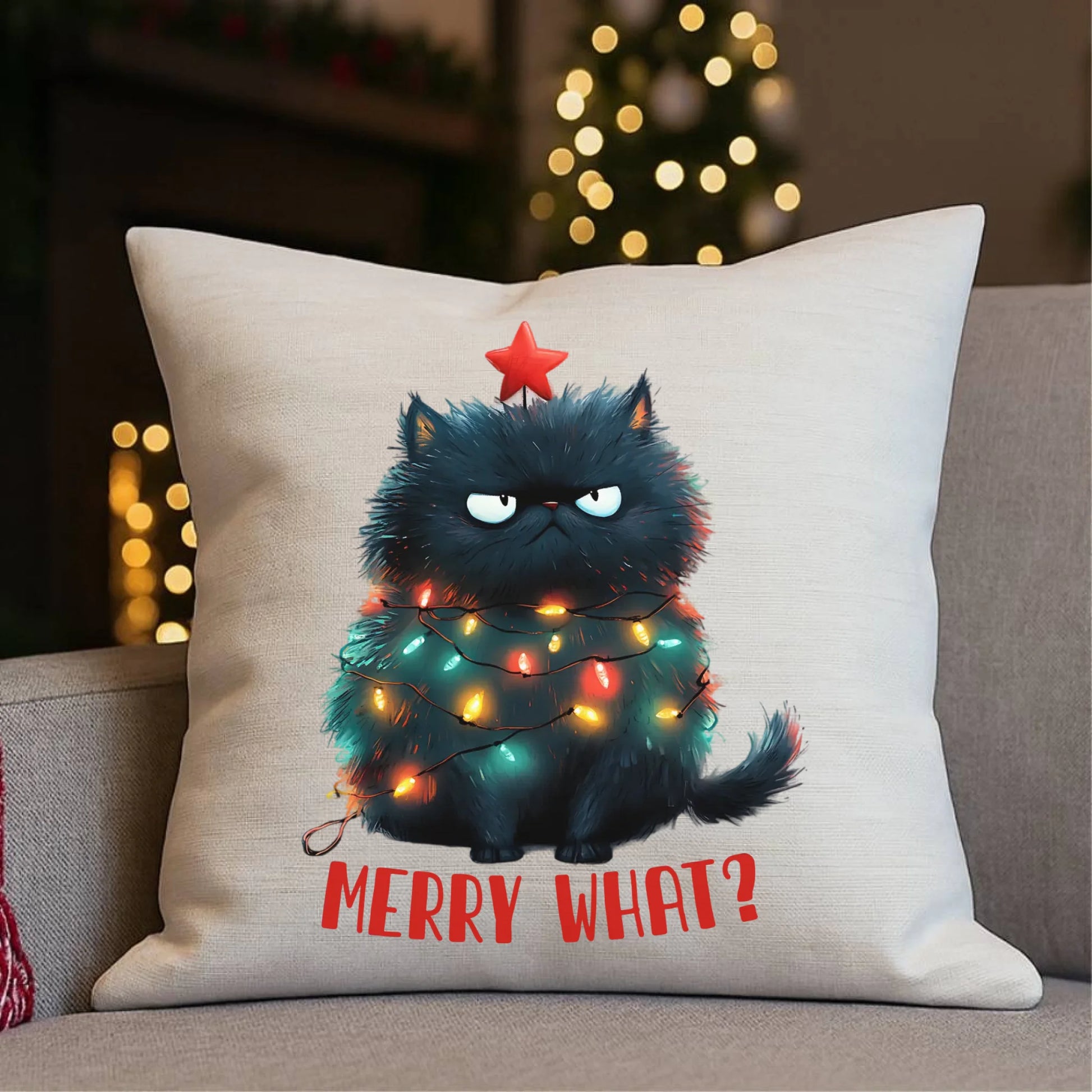 Poduszka świąteczna - Grumpy Cat Merry what? BN37 - StoryCups.pl
