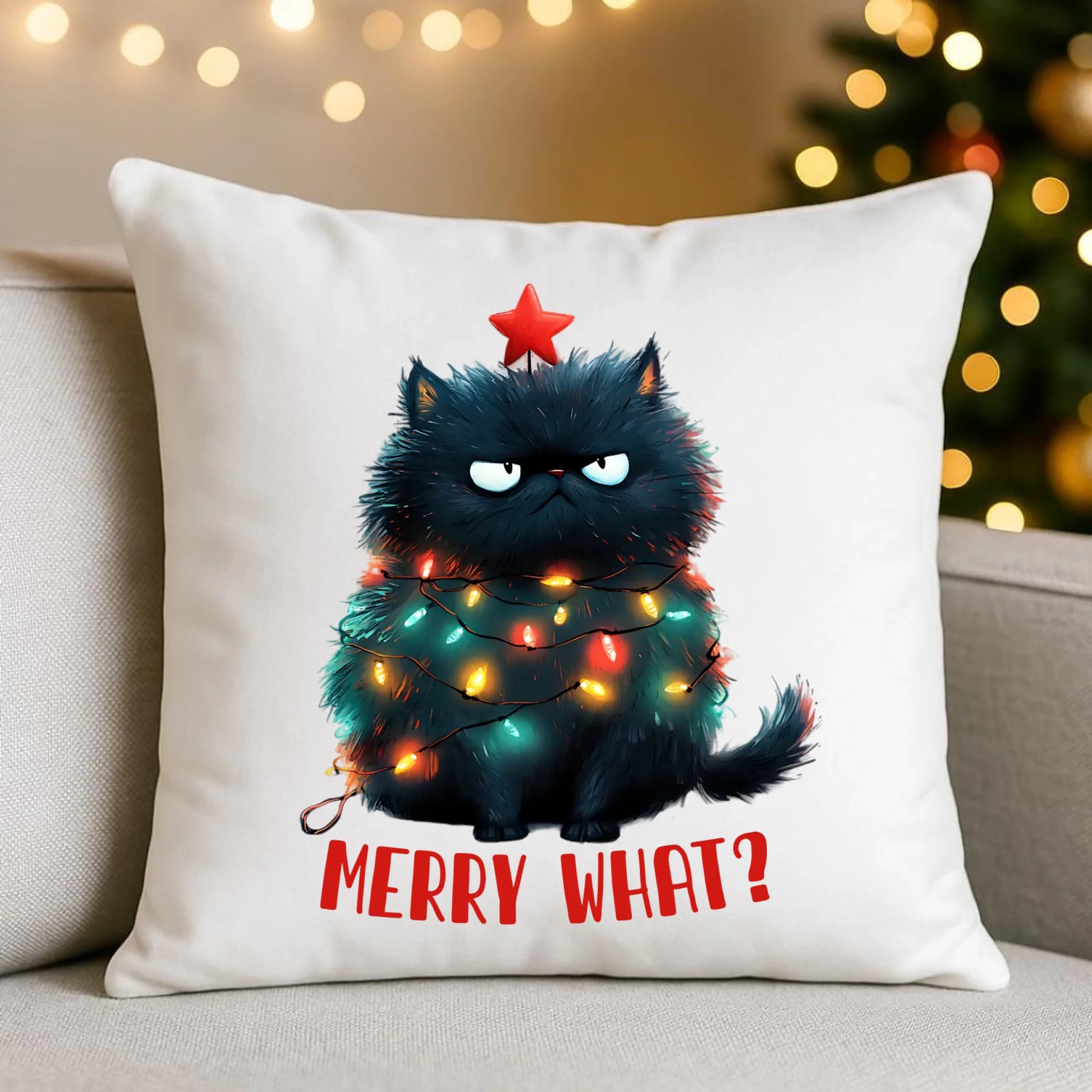 Poduszka świąteczna - Grumpy Cat Merry what? BN37 - StoryCups.pl