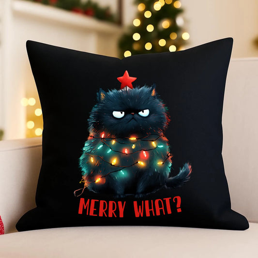 Poduszka dekoracyjna świąteczna - Grumpy Cat Merry what? BN37 - StoryCups.pl