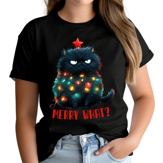 Koszulka damska świąteczna - Grumpy Cat Merry what? BN37 - StoryCups.pl