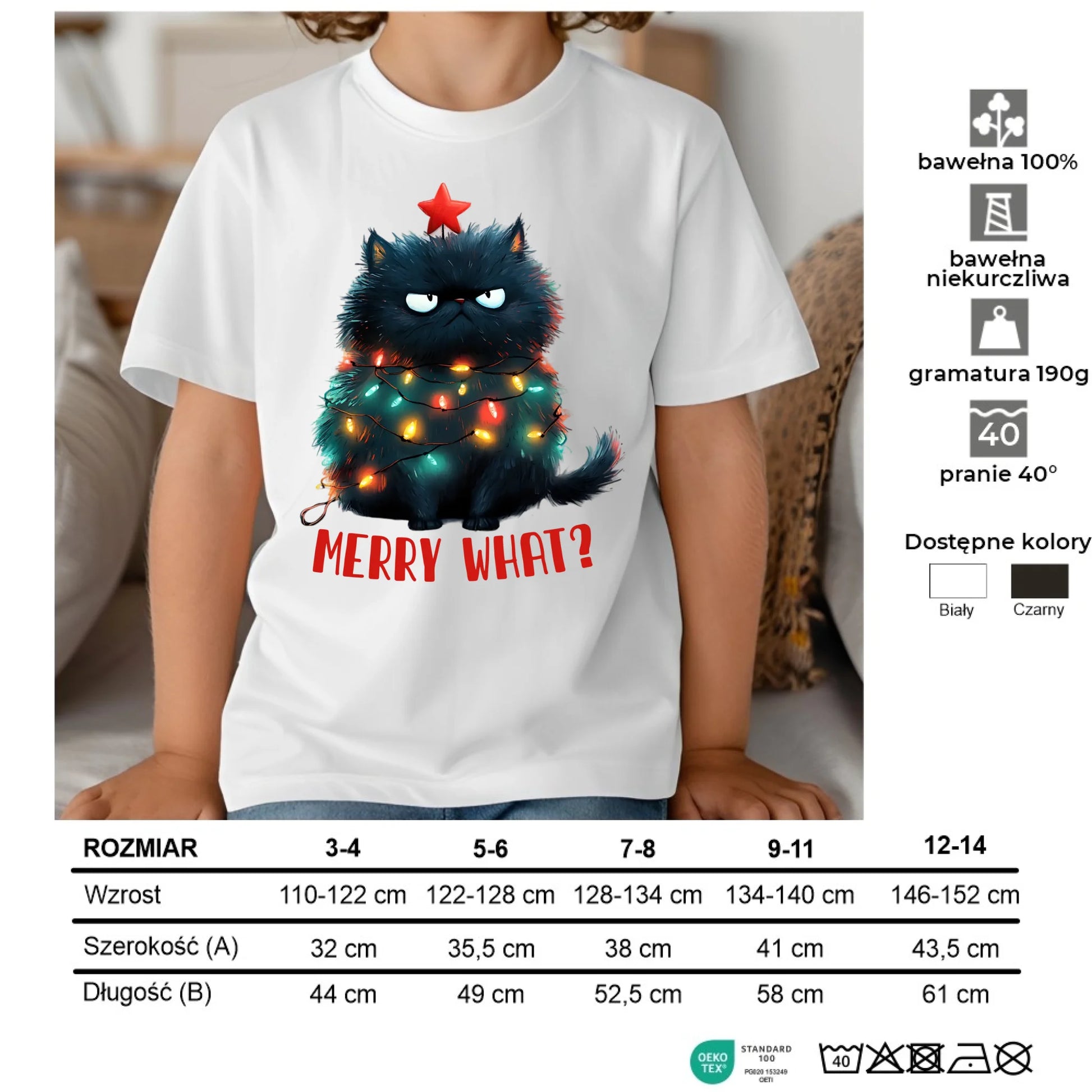 Koszulka dziecięca świąteczna - Grumpy Cat Merry what? BN37 - StoryCups.pl