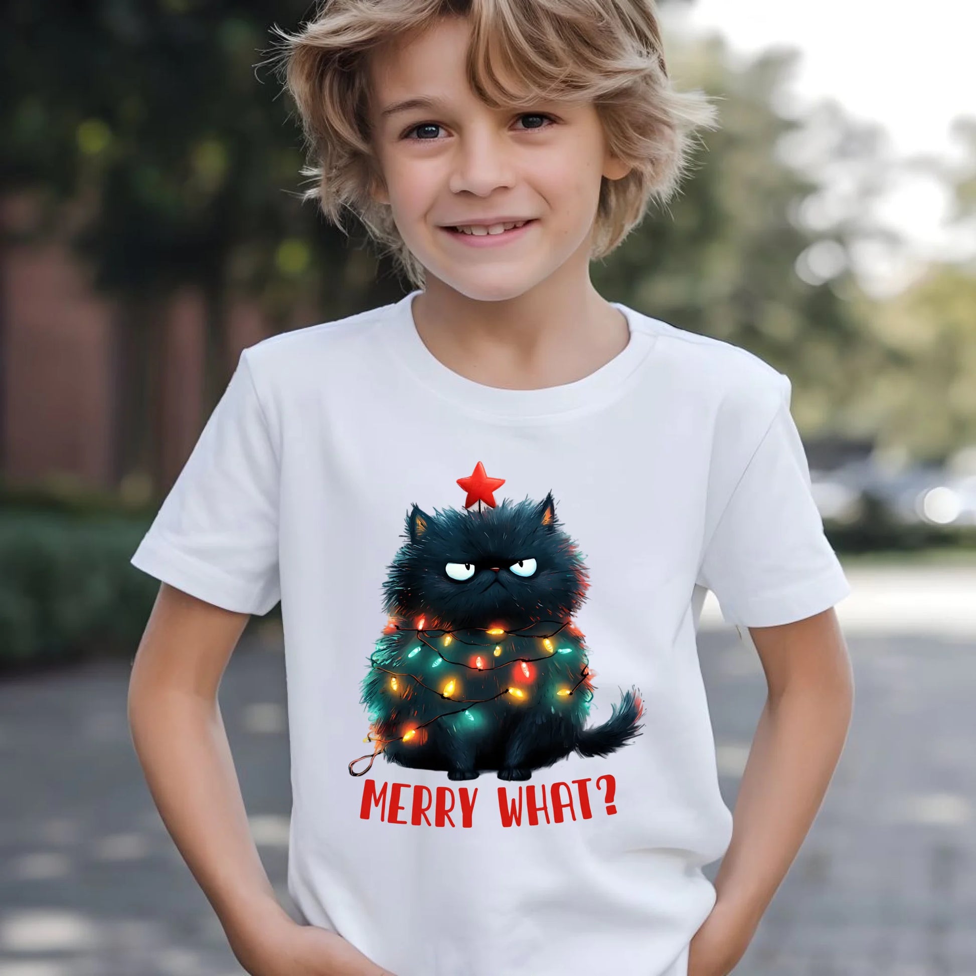 Koszulka dziecięca świąteczna - Grumpy Cat Merry what? BN37 - StoryCups.pl