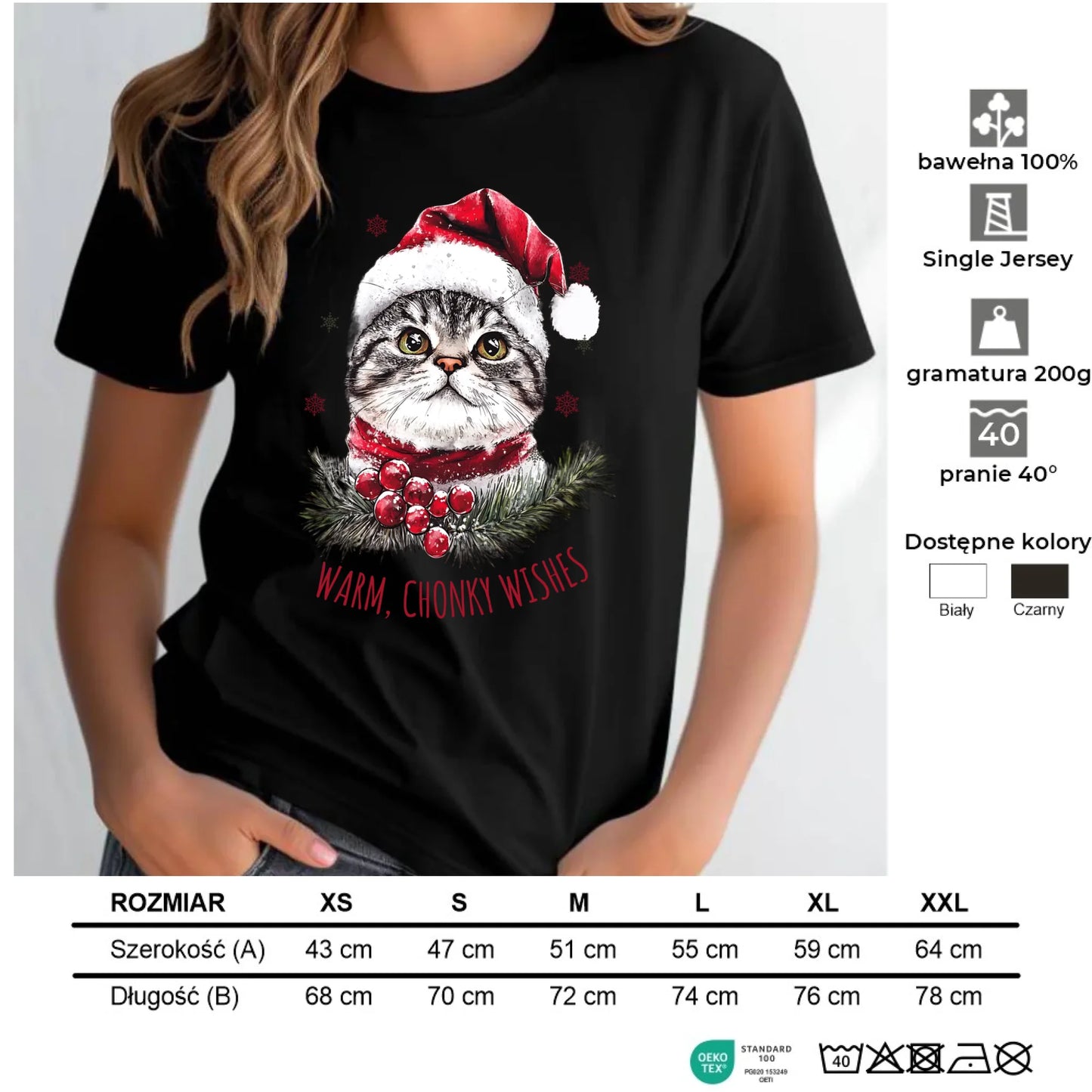 Koszulka damska świąteczna - Warm, Chonky Wishes BN36 - StoryCups.pl