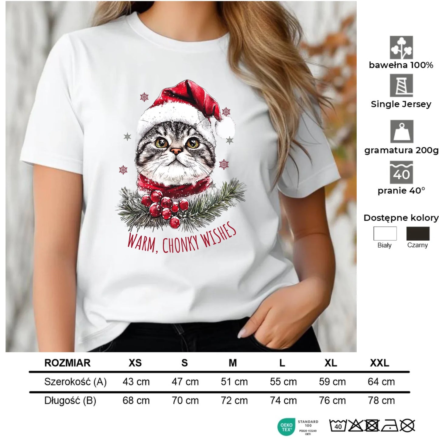 Koszulka damska świąteczna - Warm, Chonky Wishes BN36 - StoryCups.pl