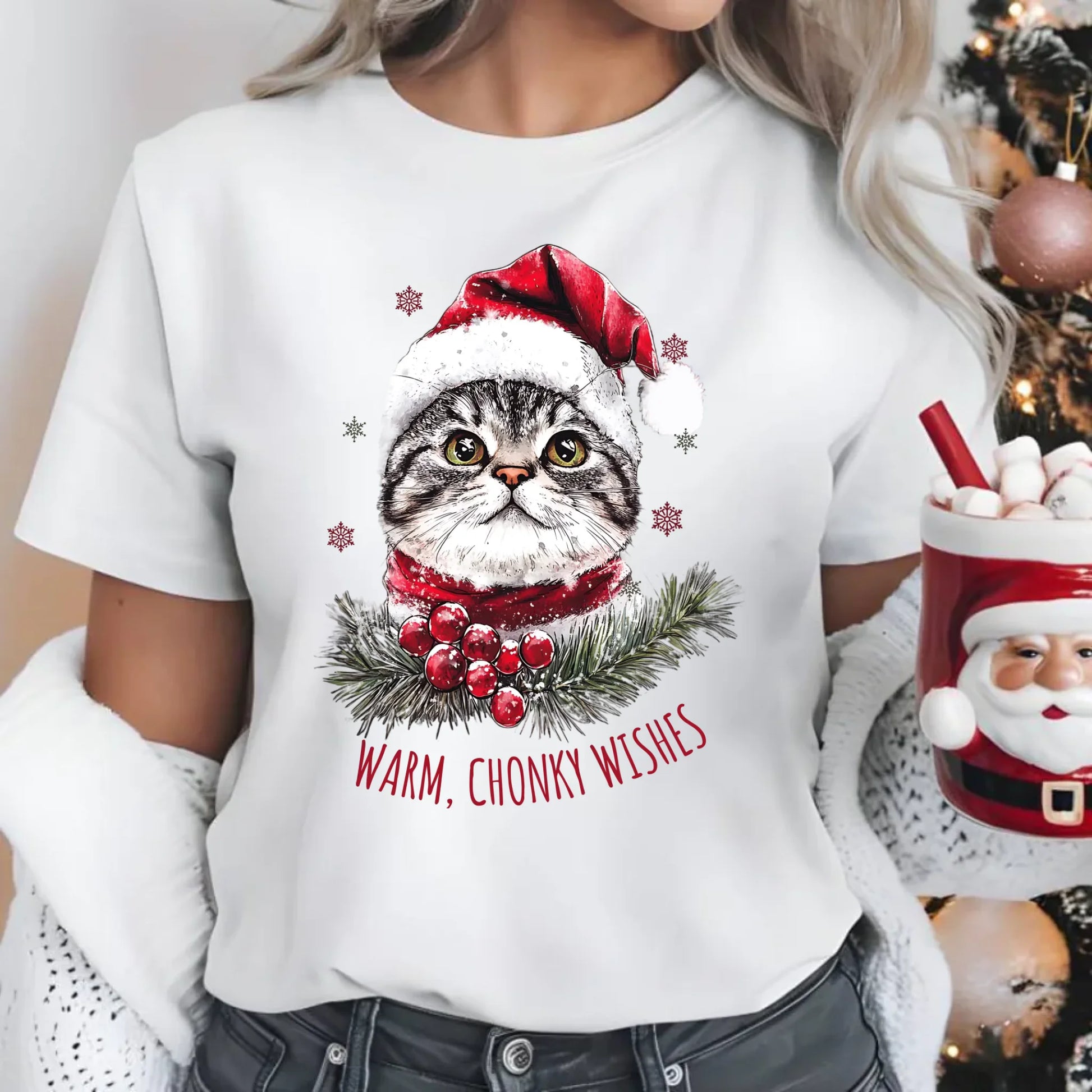 Koszulka damska świąteczna - Warm, Chonky Wishes BN36 - StoryCups.pl