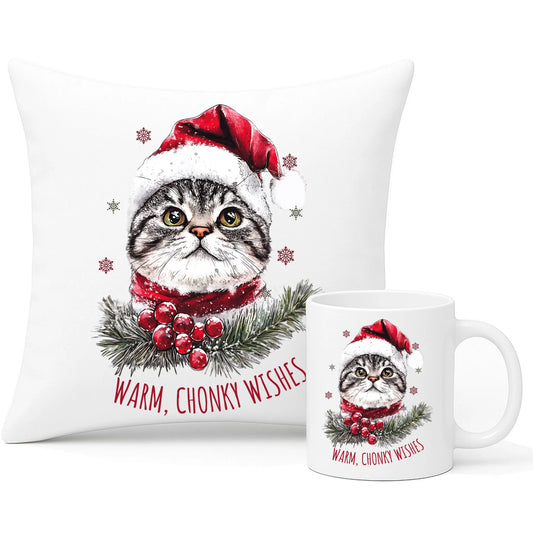 Zestaw poduszka i kubek świąteczny - Warm, Chonky Wishes BN36 - StoryCups.pl