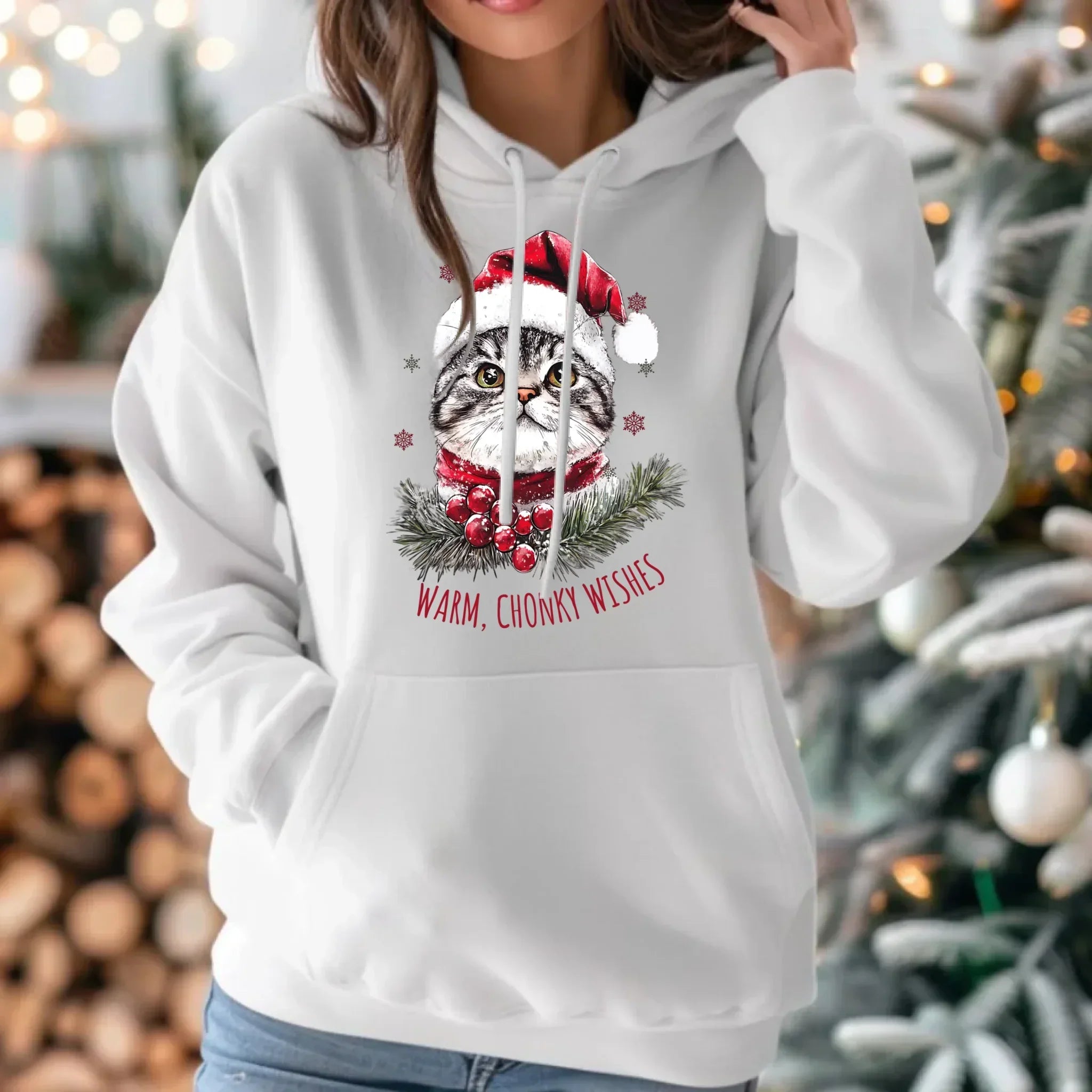Bluza damska z kapturem świąteczna - Warm, Chonky Wishes BN36 - StoryCups.pl