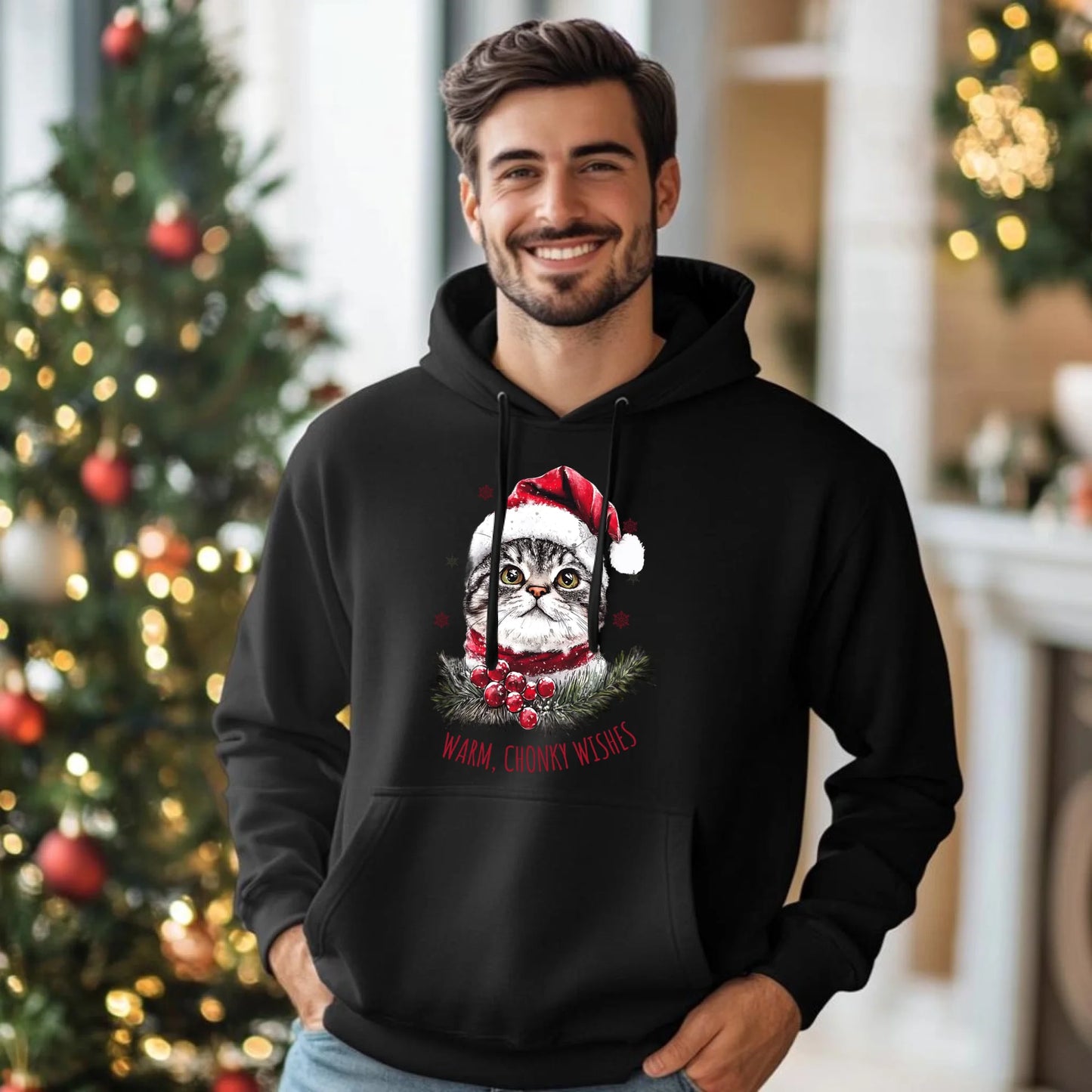 Bluza męska z kapturem świąteczna - Warm, Chonky Wishes BN36 - StoryCups.pl