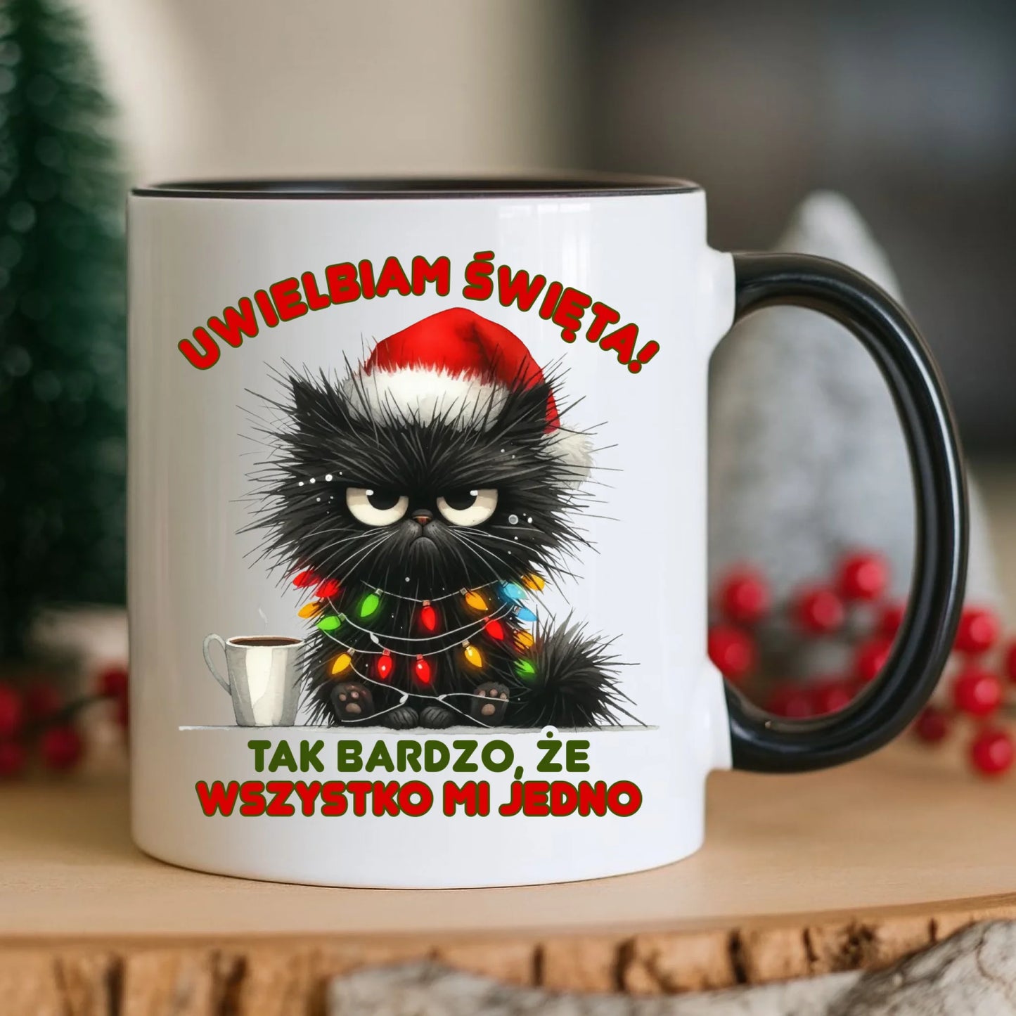 Kubek świąteczny - Kot Maruda Wszystko mi jedno BN35 - StoryCups.pl