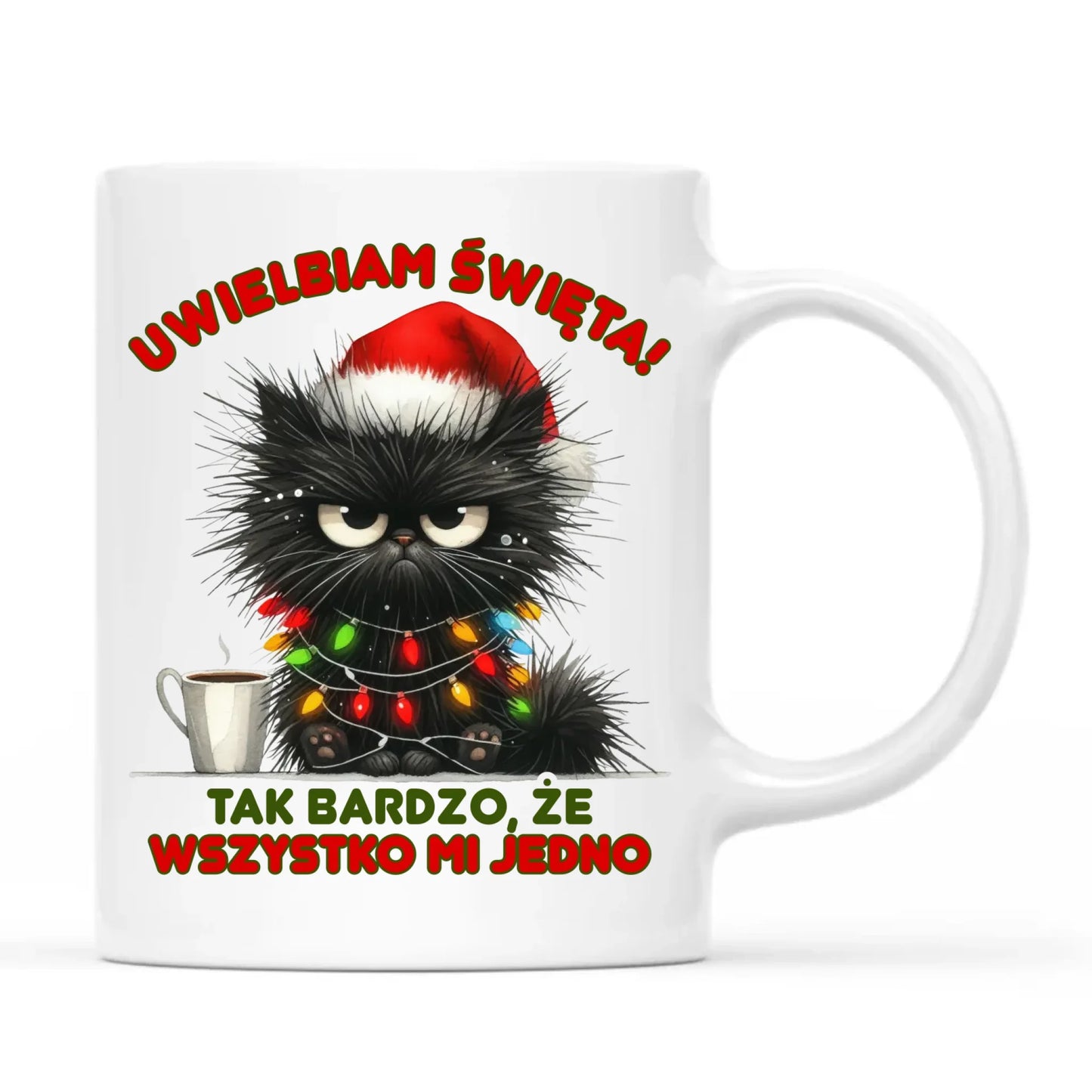 Kubek świąteczny - Kot Maruda Wszystko mi jedno BN35 - StoryCups.pl