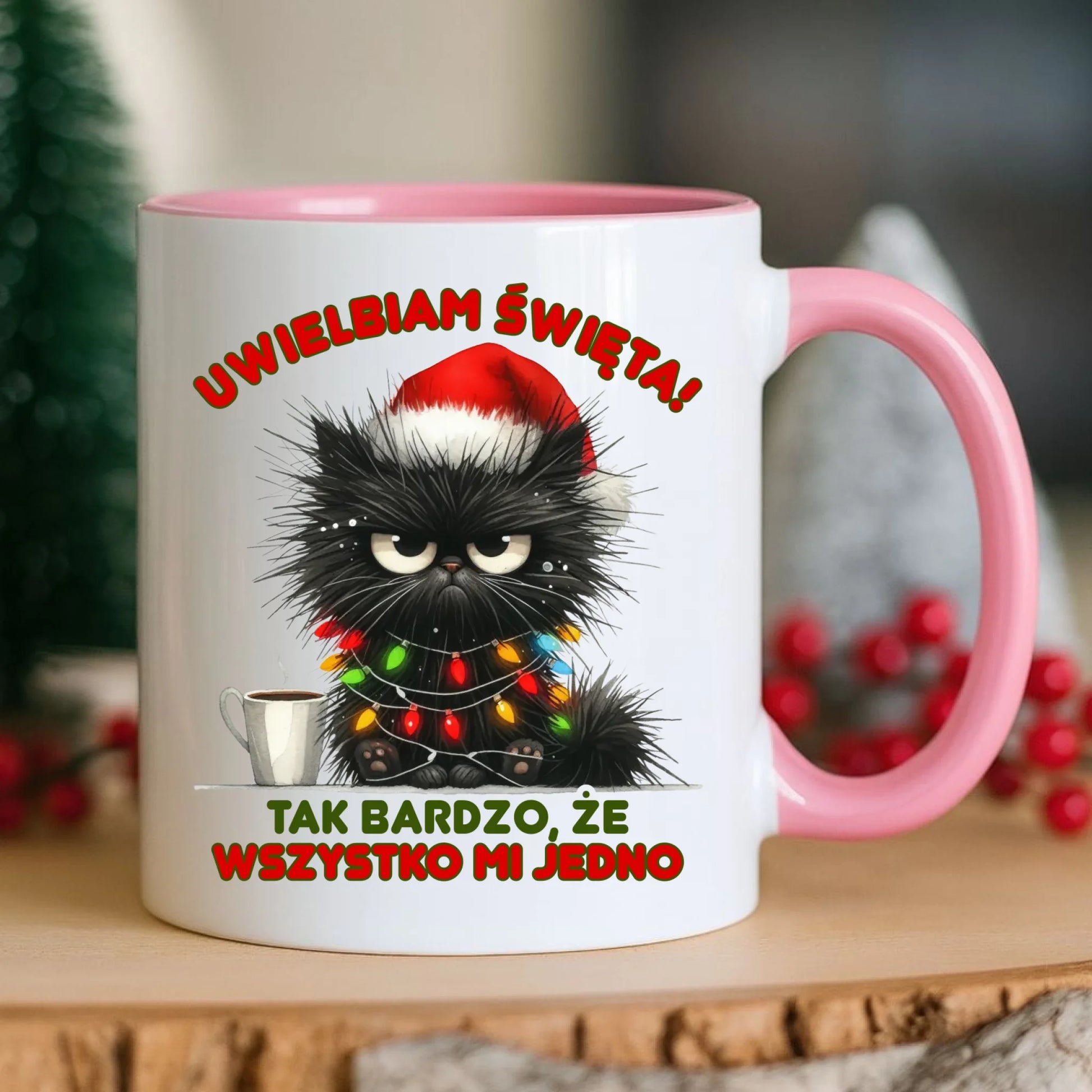 Kubek świąteczny - Kot Maruda Wszystko mi jedno BN35 - StoryCups.pl