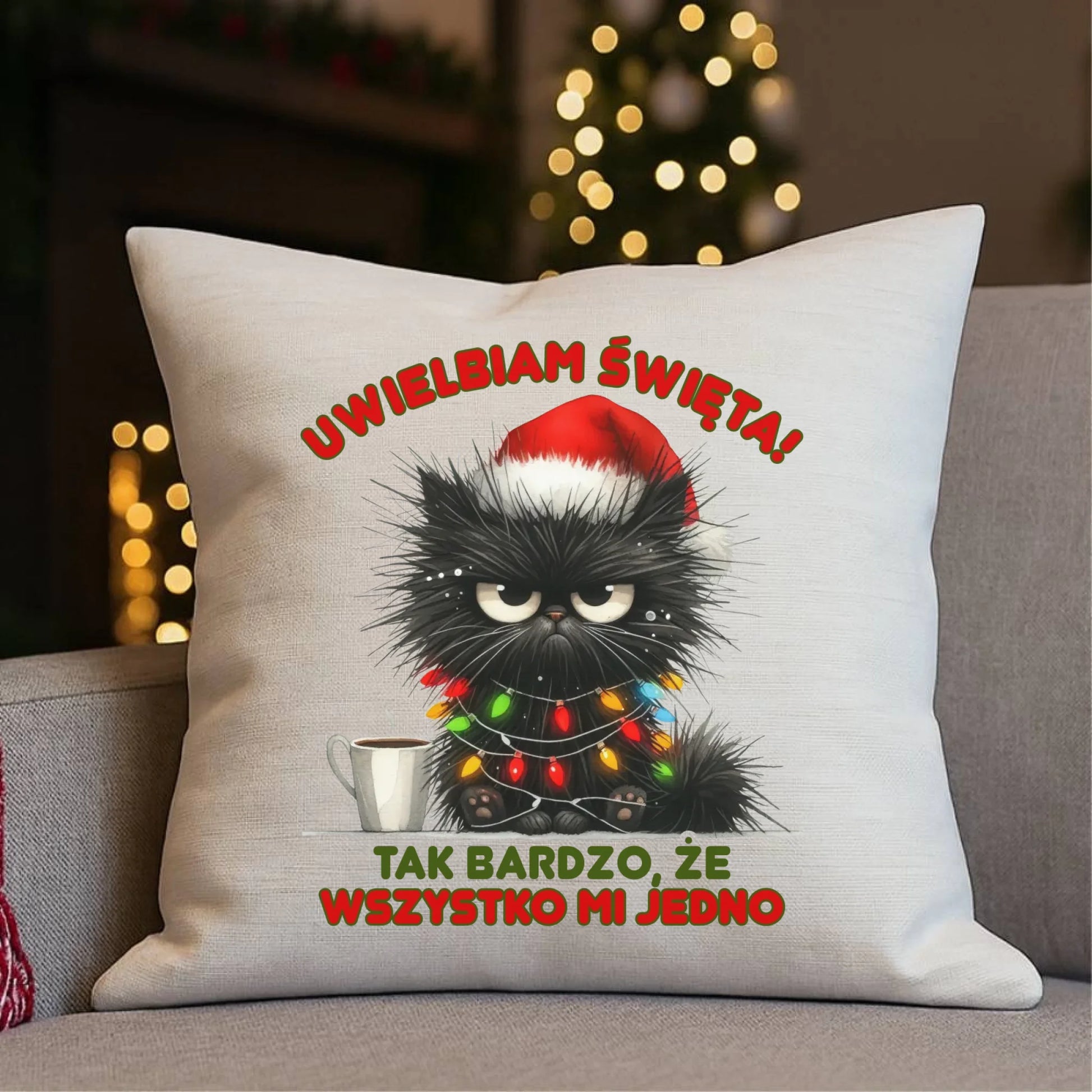Poduszka świąteczna - Kot Maruda Wszystko mi jedno BN35 - StoryCups.pl