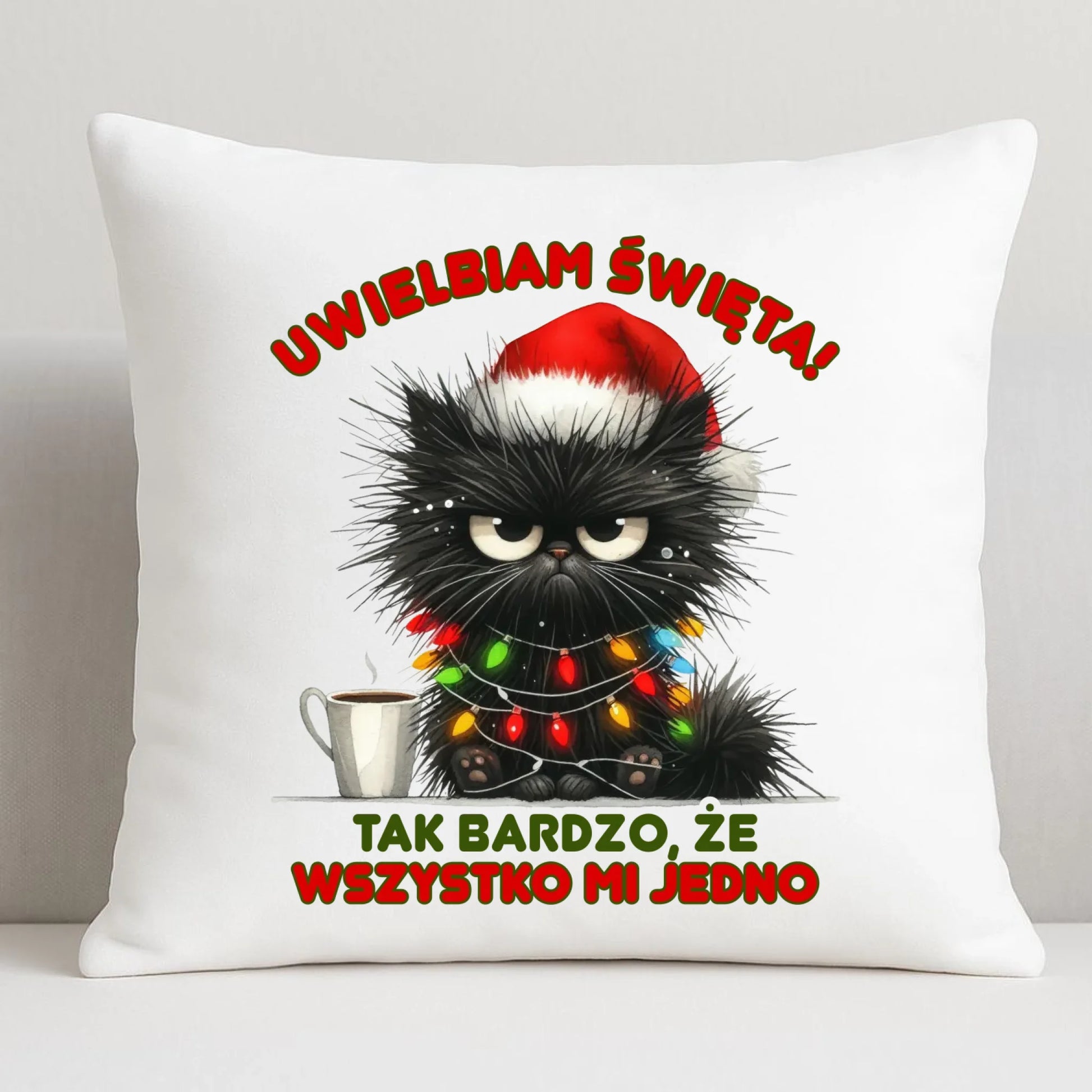 Poduszka świąteczna - Kot Maruda Wszystko mi jedno BN35 - StoryCups.pl