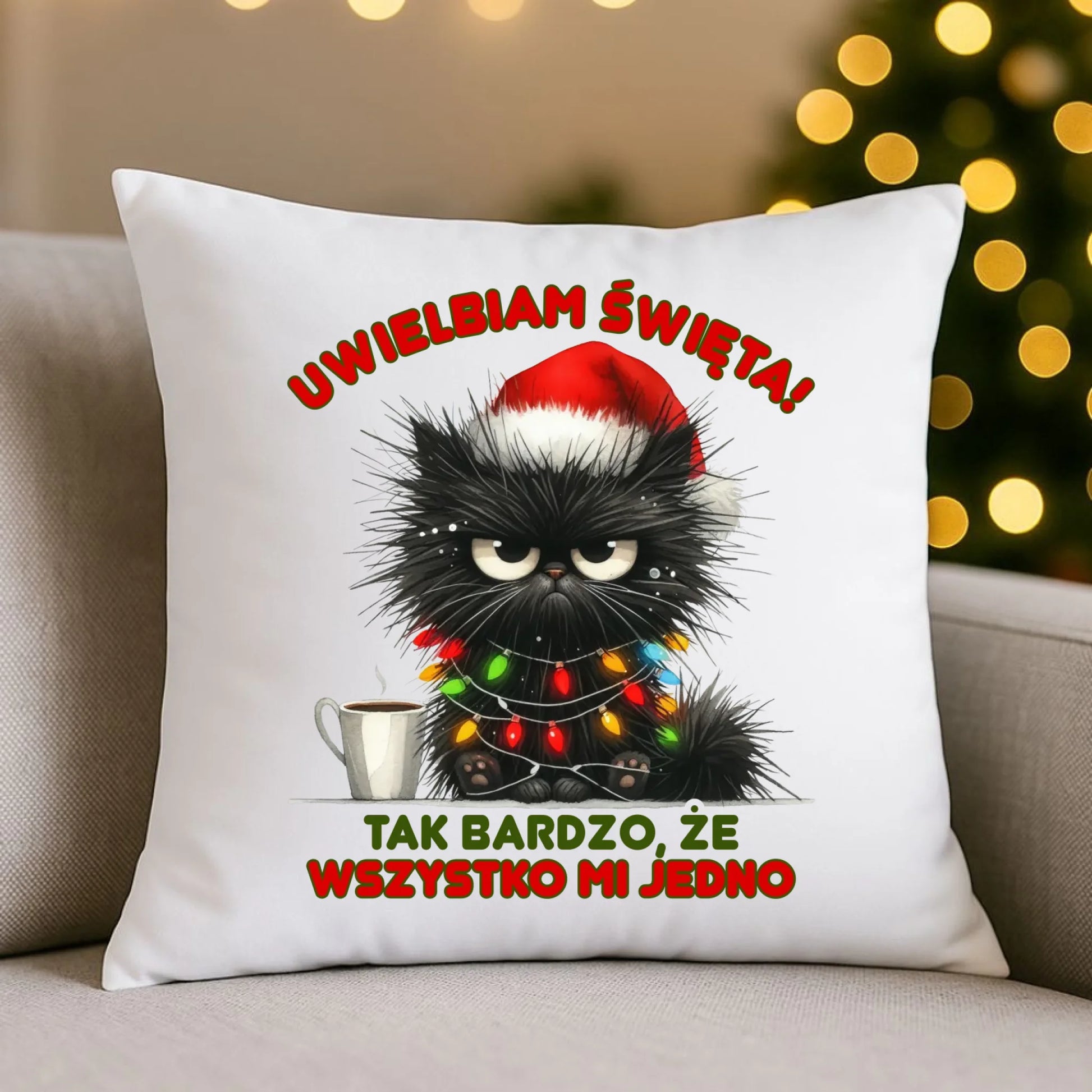 Poduszka świąteczna - Kot Maruda Wszystko mi jedno BN35 - StoryCups.pl