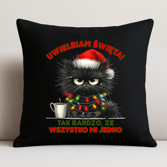 Poduszka dekoracyjna świąteczna - Kot Maruda Wszystko mi jedno BN35 - StoryCups.pl
