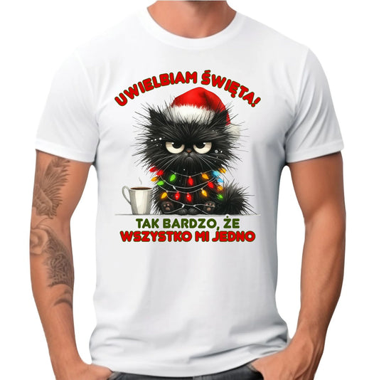 Koszulka męska świąteczna - Kot Maruda Wszystko mi jedno BN35 - StoryCups.pl