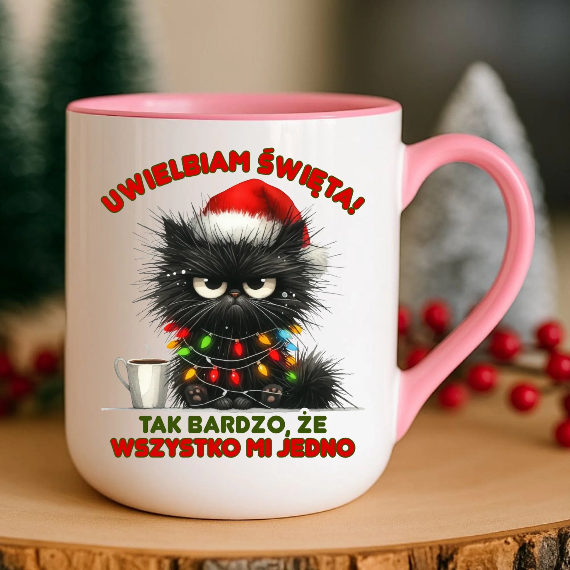 Kubek elegant świąteczny - Kot Maruda Wszystko mi jedno BN35 - StoryCups.pl