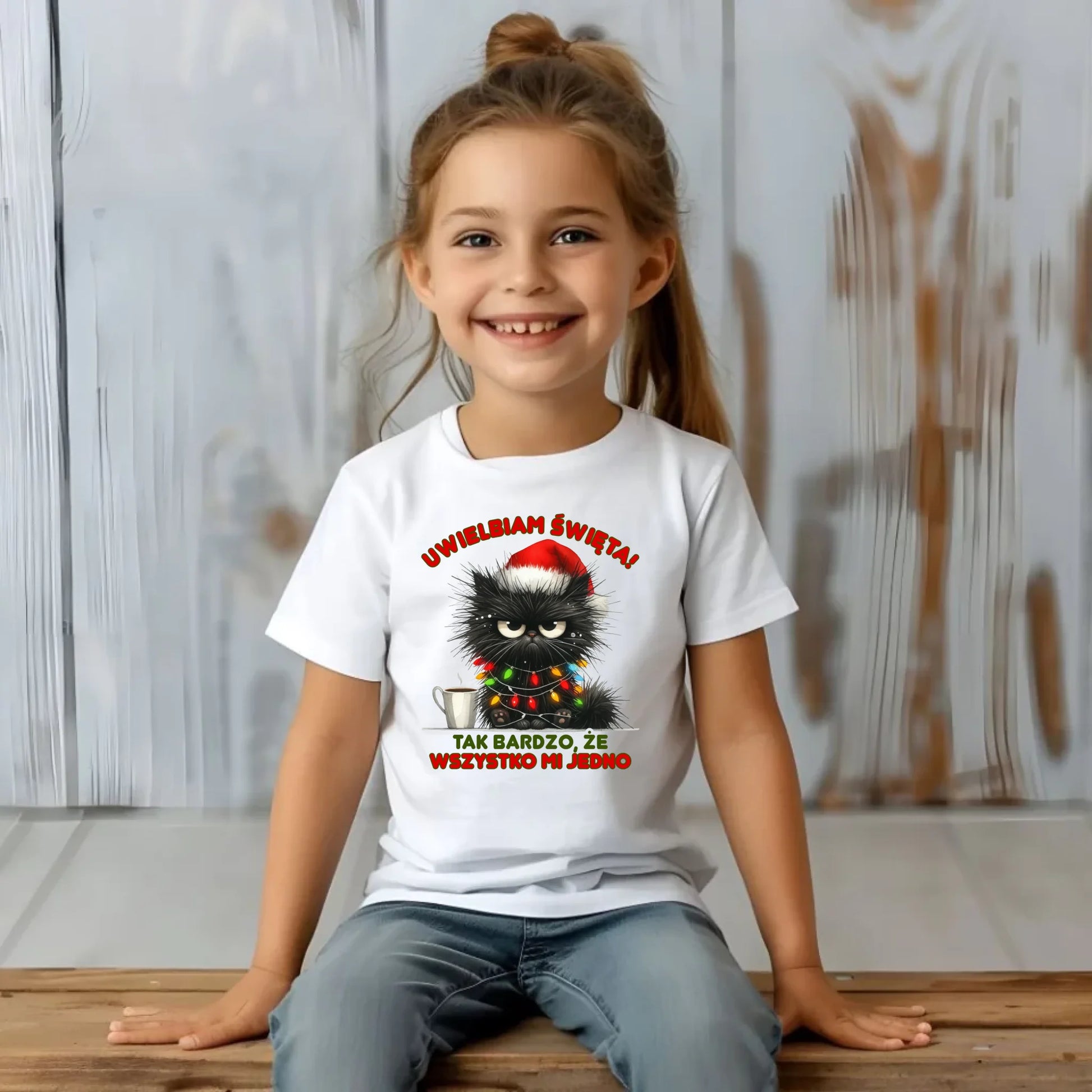 Koszulka dziecięca świąteczna - Kot Maruda Wszystko mi jedno BN35 - StoryCups.pl